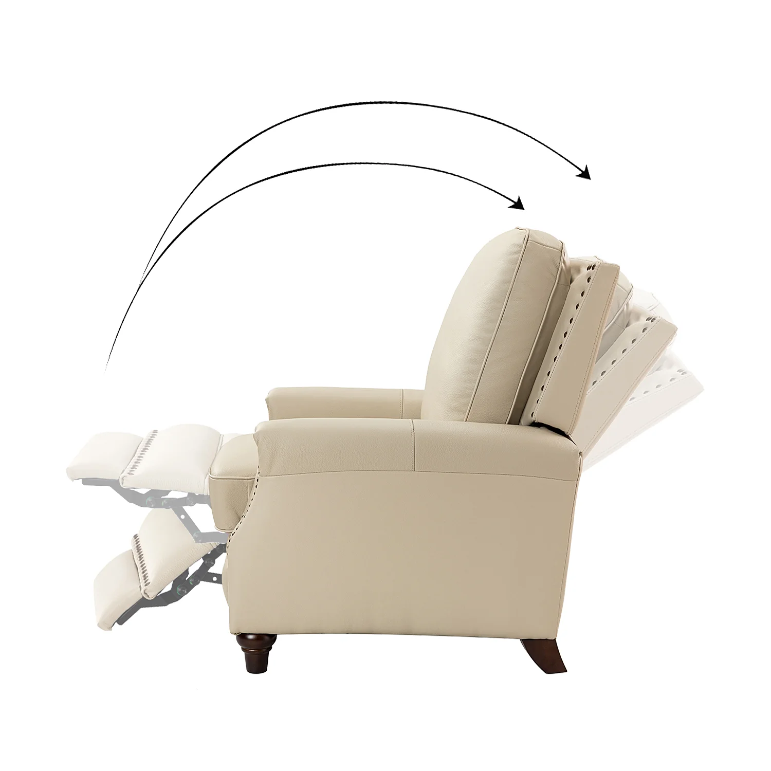 Amil Genuine Leather Recliner in Beige