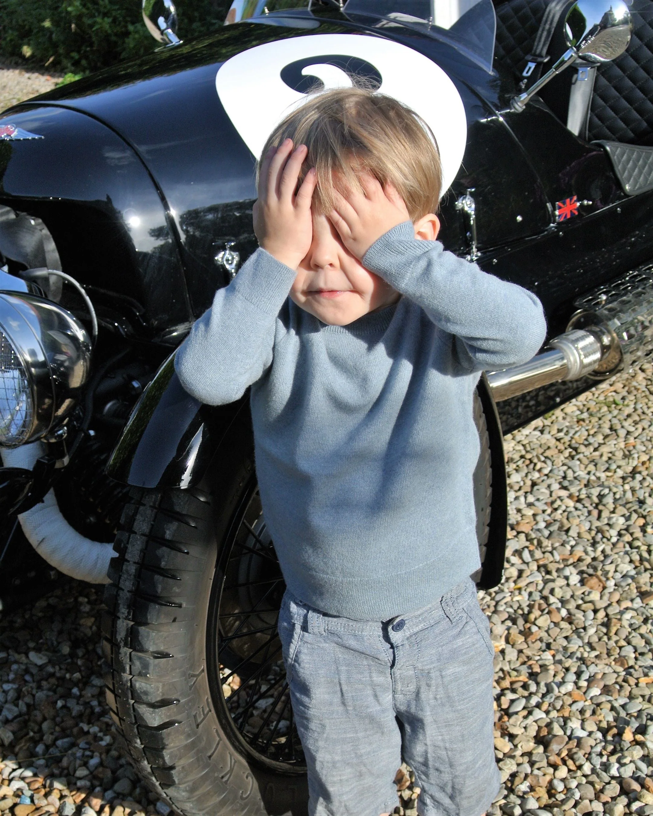 Boys Round Neck Cashmere Sweater Heather Blue