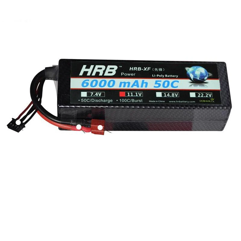 2PCS HRB 7.4V 2S 3S 4S Lipo Battery - 6000mah 7000mah 60C Hard Case T Plug XT60 Compatible with 1/8 1/10 Scale RC Car Drone FPV Helicopters Toys