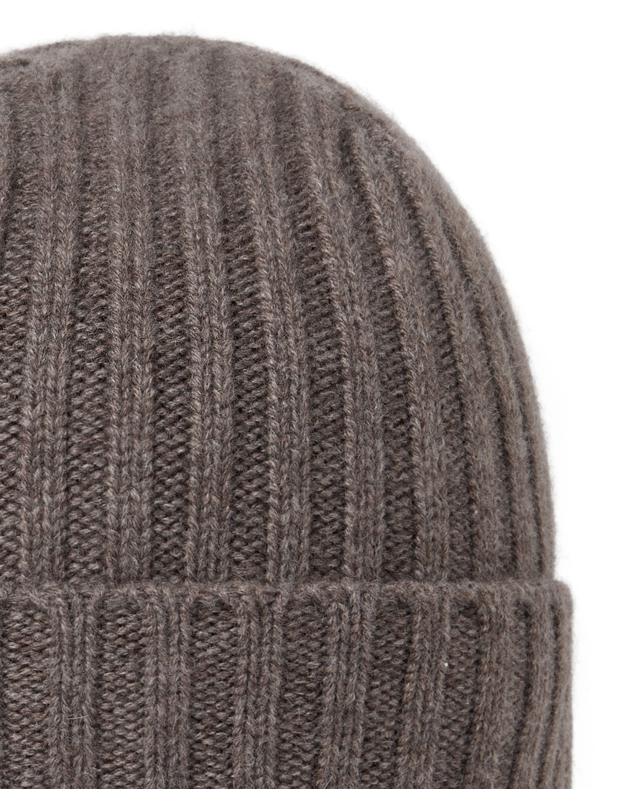 Unisex Chunky Ribbed Cashmere Hat Otter Brown