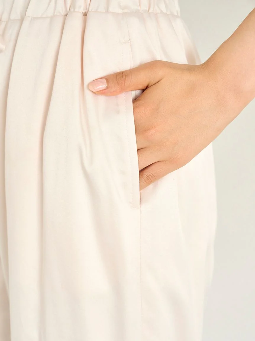 Satin Pants With Lace & Ribbon