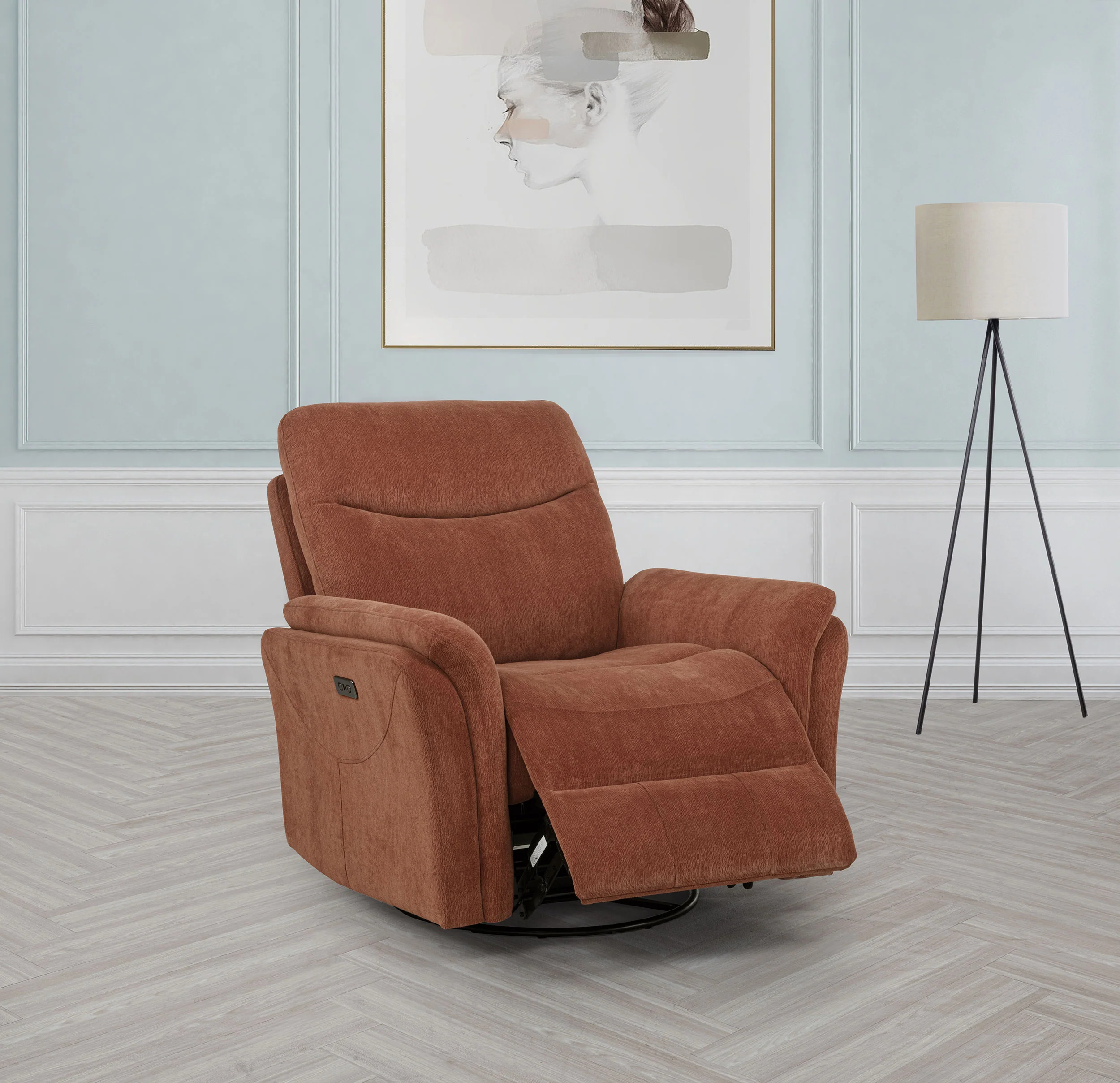 Adler Upholstered Power Swivel Glider Recliner
