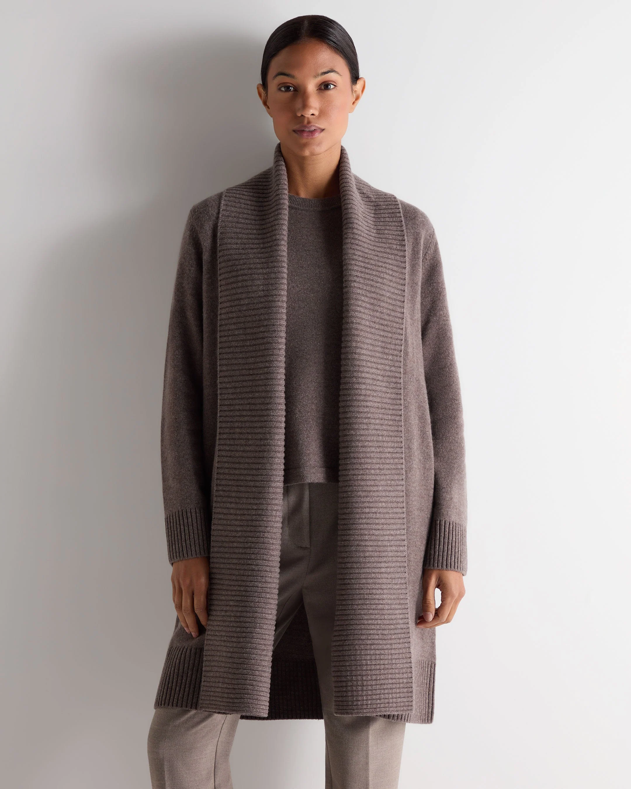 Women's Abbey Cashmere Cardigan Otter Brown