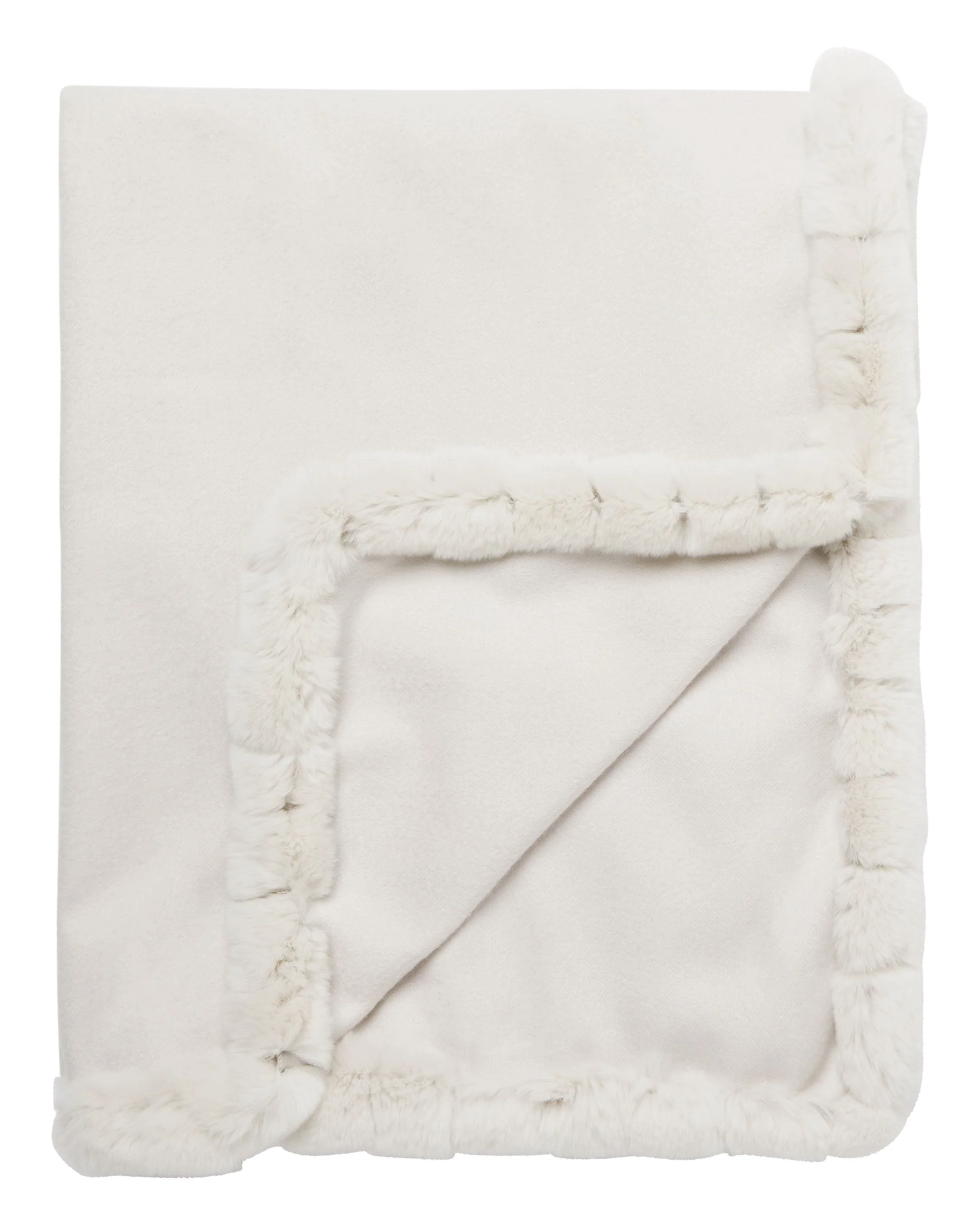 Women's Meribel Woven Fur Trim Cashmere Shawl Snow Grey