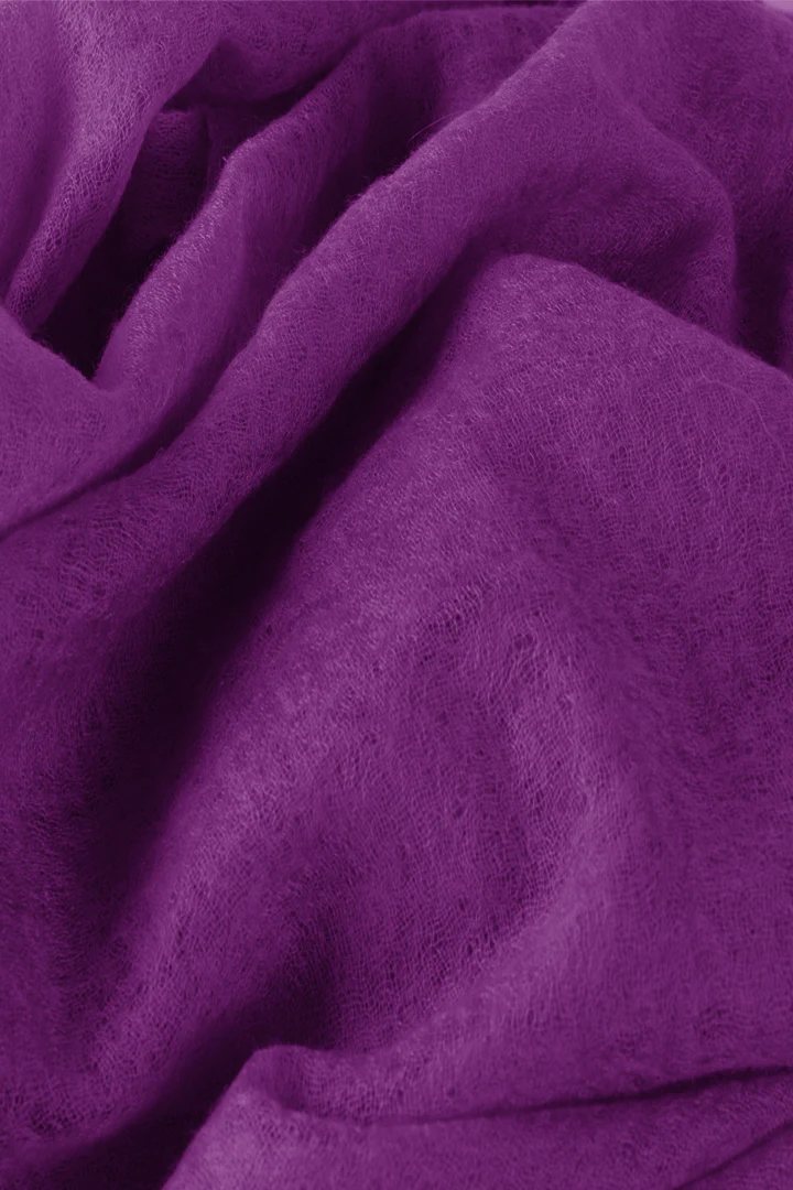 Handwoven Pure Cashmere Scarf Shawl in Vivid Purple