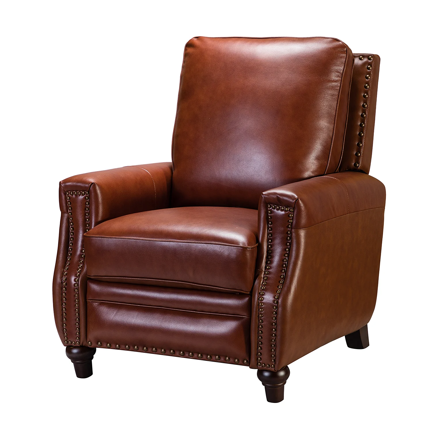 Amil Genuine Leather Recliner in Brown