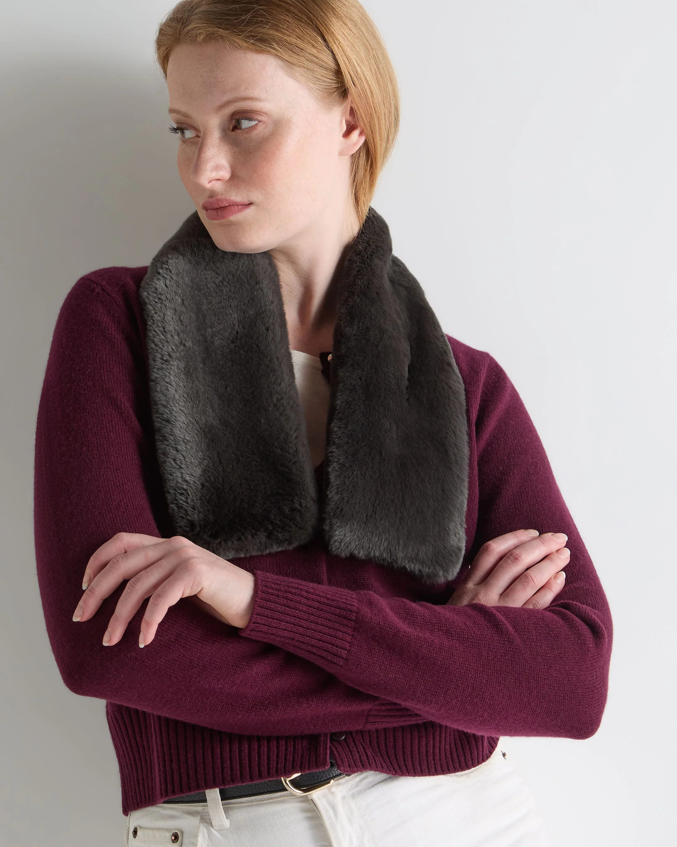 Unisex Fur Neckwarmer Arabica Khaki Green