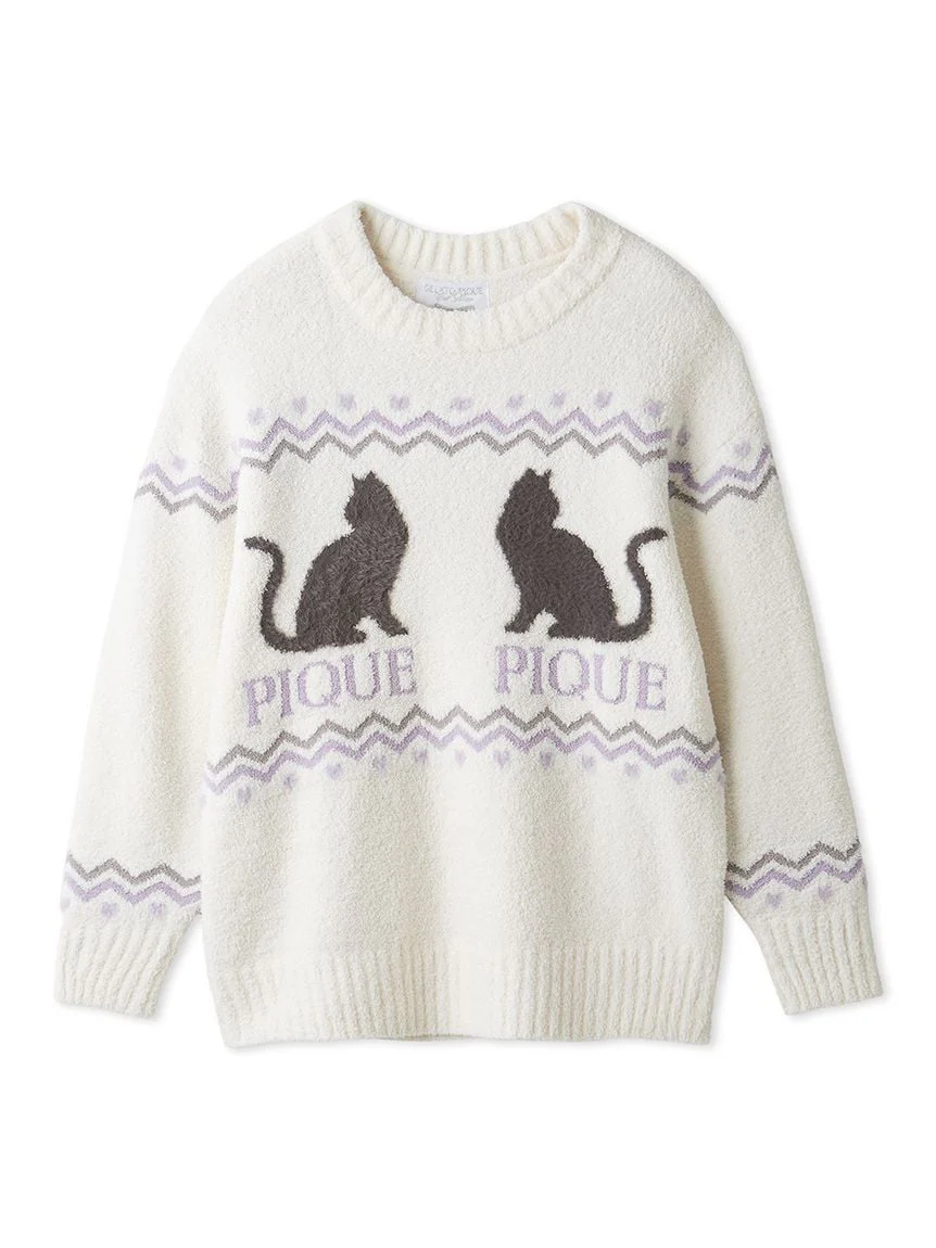 Black Cat Jacquard Pullover