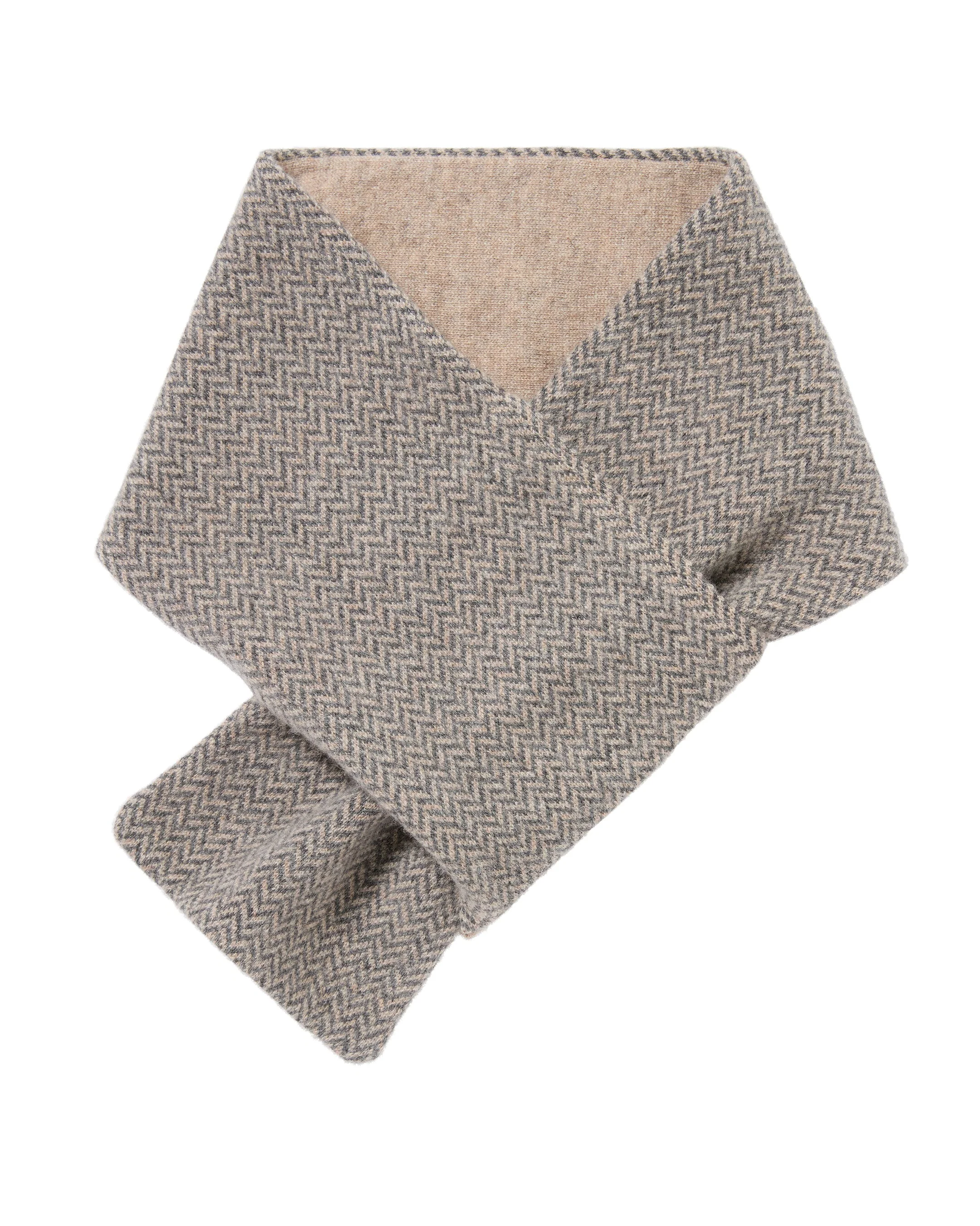 Men's Herringbone Cashmere Scarf Oatmeal Brown