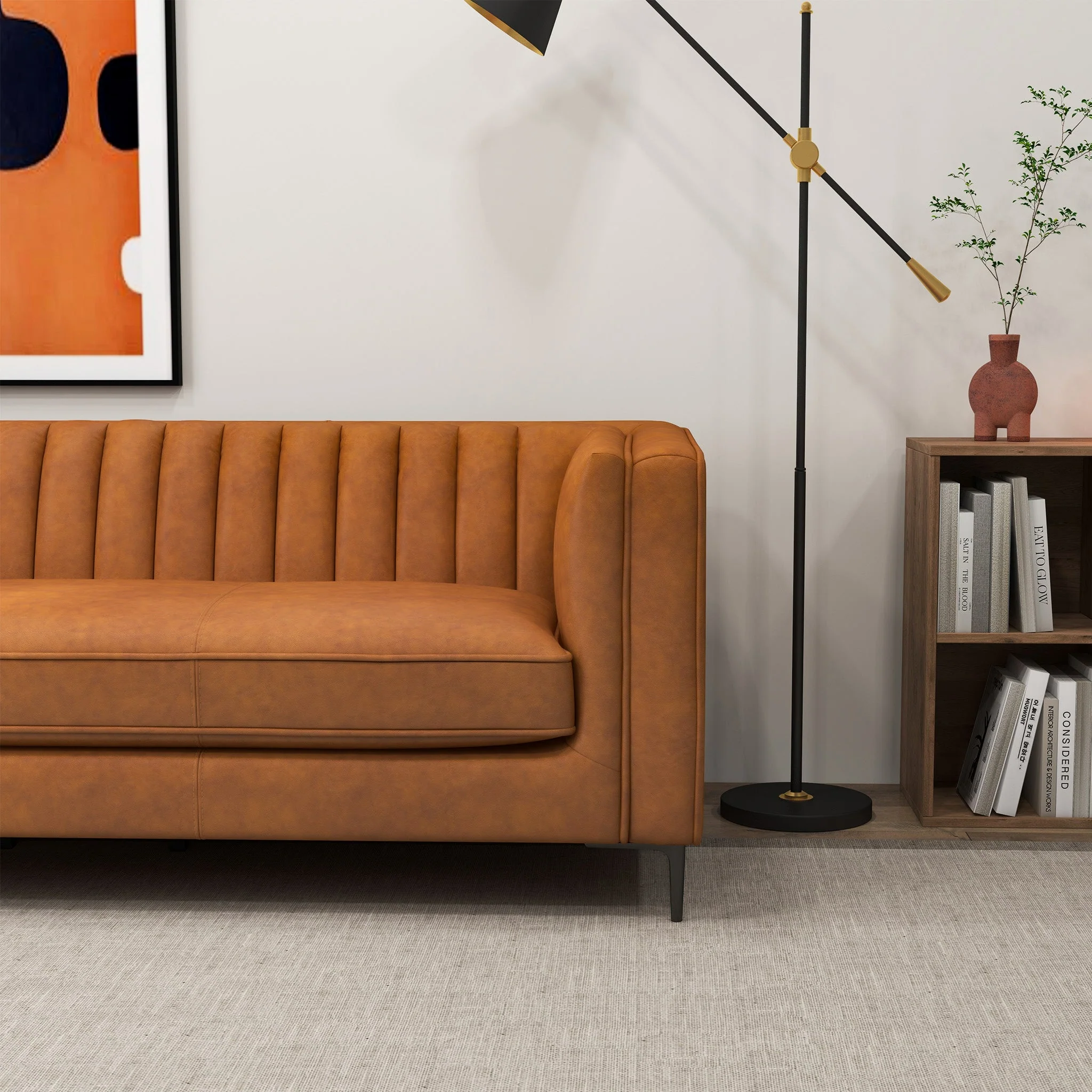 Angelina Cognac PU Leather Sofa 84