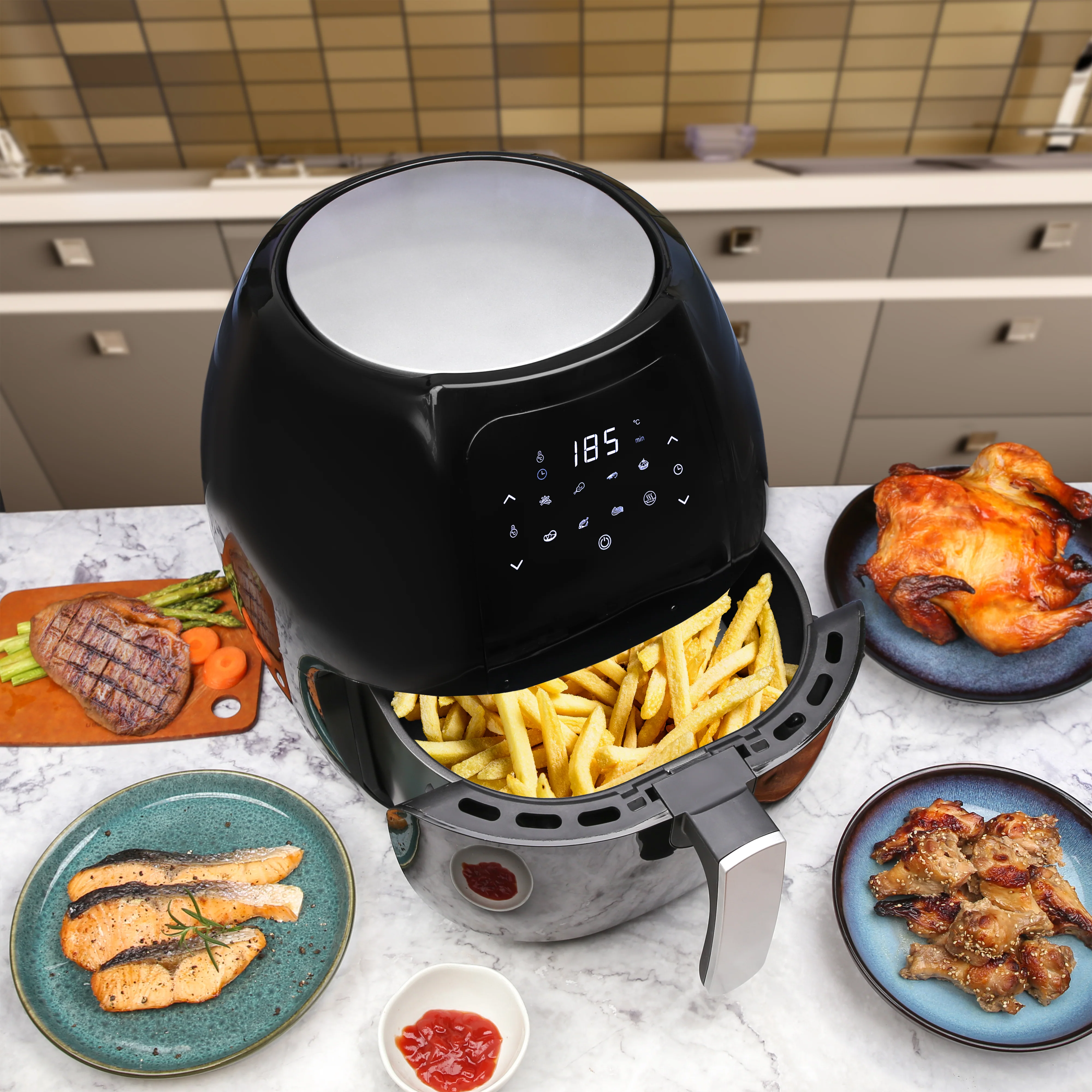 8L Digital Air Fryer, 1800W, Non-Stick, 8 Cooking Programs