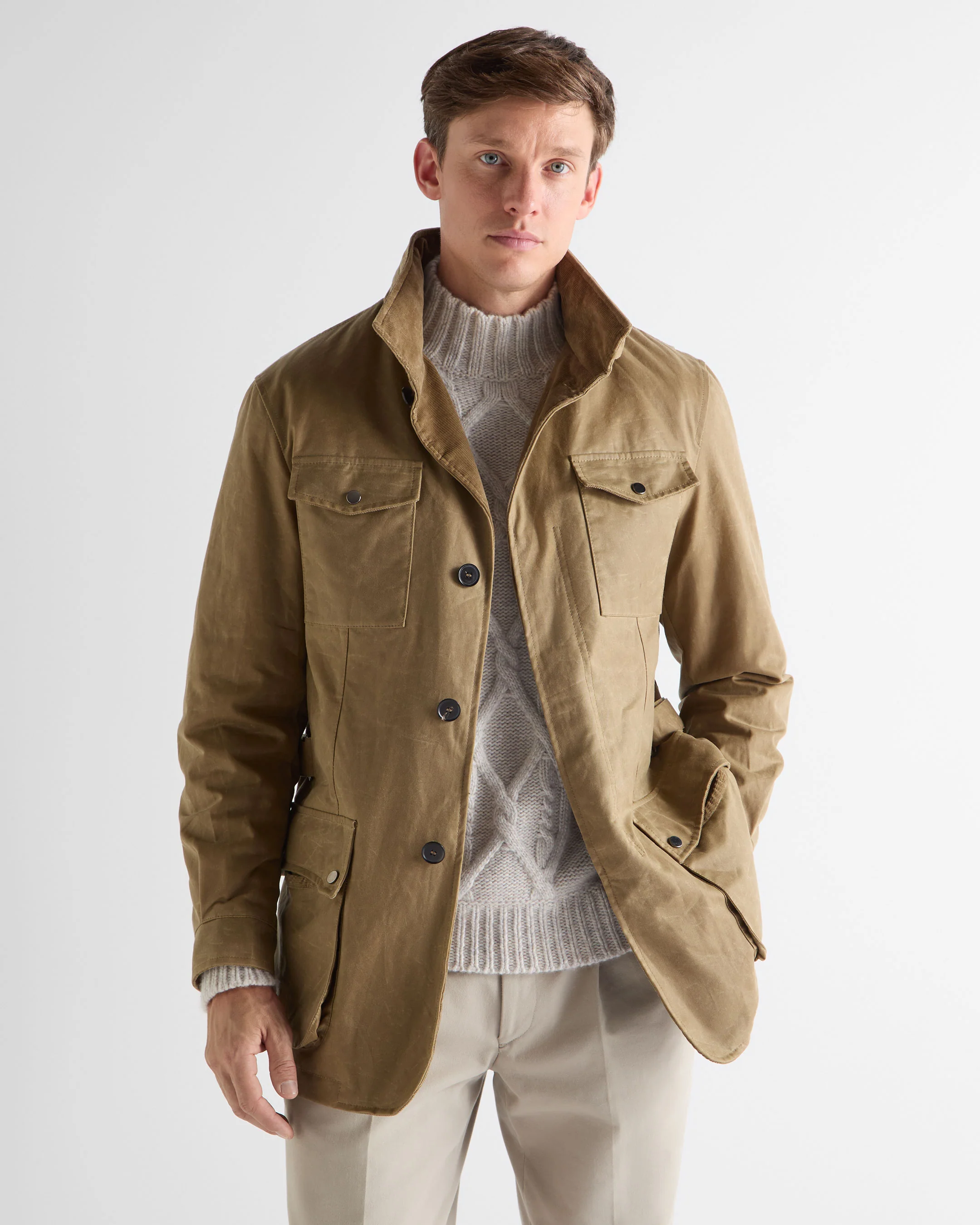 Men's Wax Jacket Taupe Brown