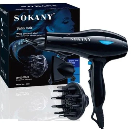 SOKA New York Professional 220 volts Hair Dryer 2400 watts with Concentrator and Diffuser nozzles model 5988