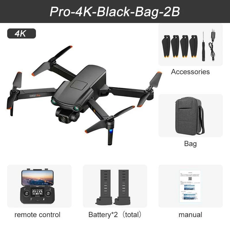 2024 New S802 GPS Drone - 8K HD Professional 3-Axis EIS Gimbal Camera 360° Obstacle Avoidance Brushless Motor Foldable Quadcopter Professional Camera Drone