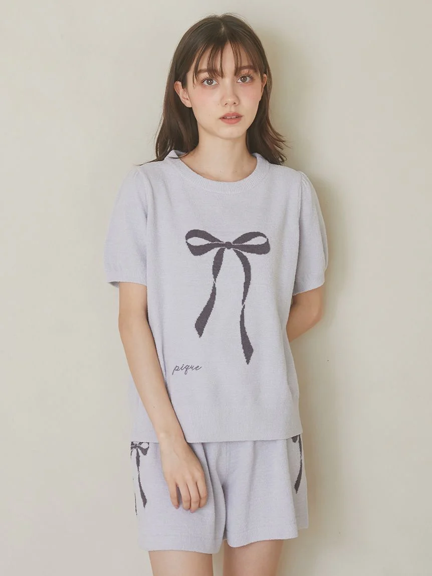 Ribbon Jacquard Pullover Sweater