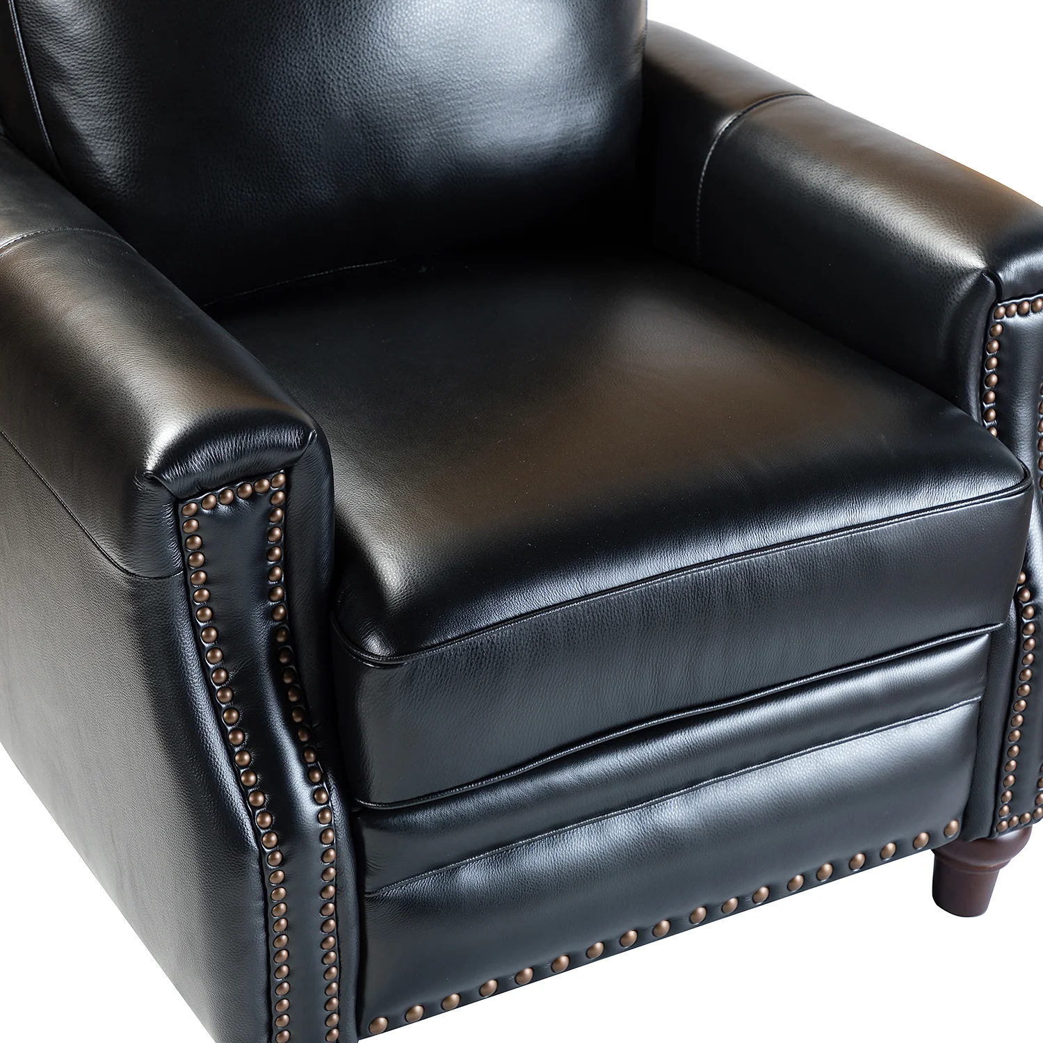 Amil Genuine Leather Recliner in Black