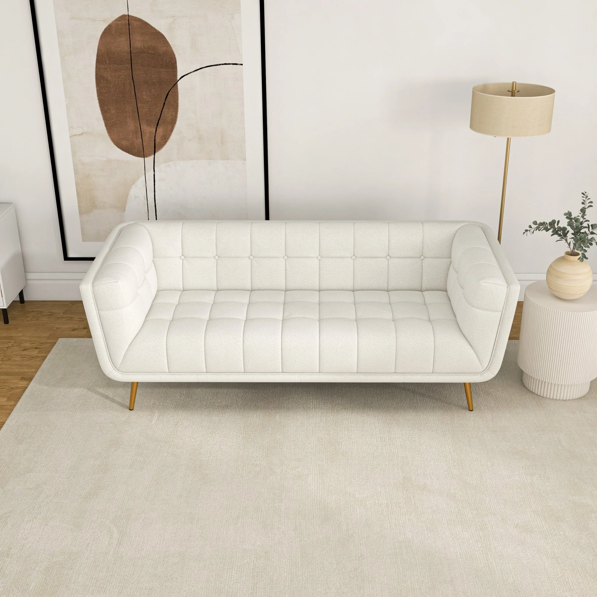 Addison Sofa (Large - Beige Boucle with Metal Feet)