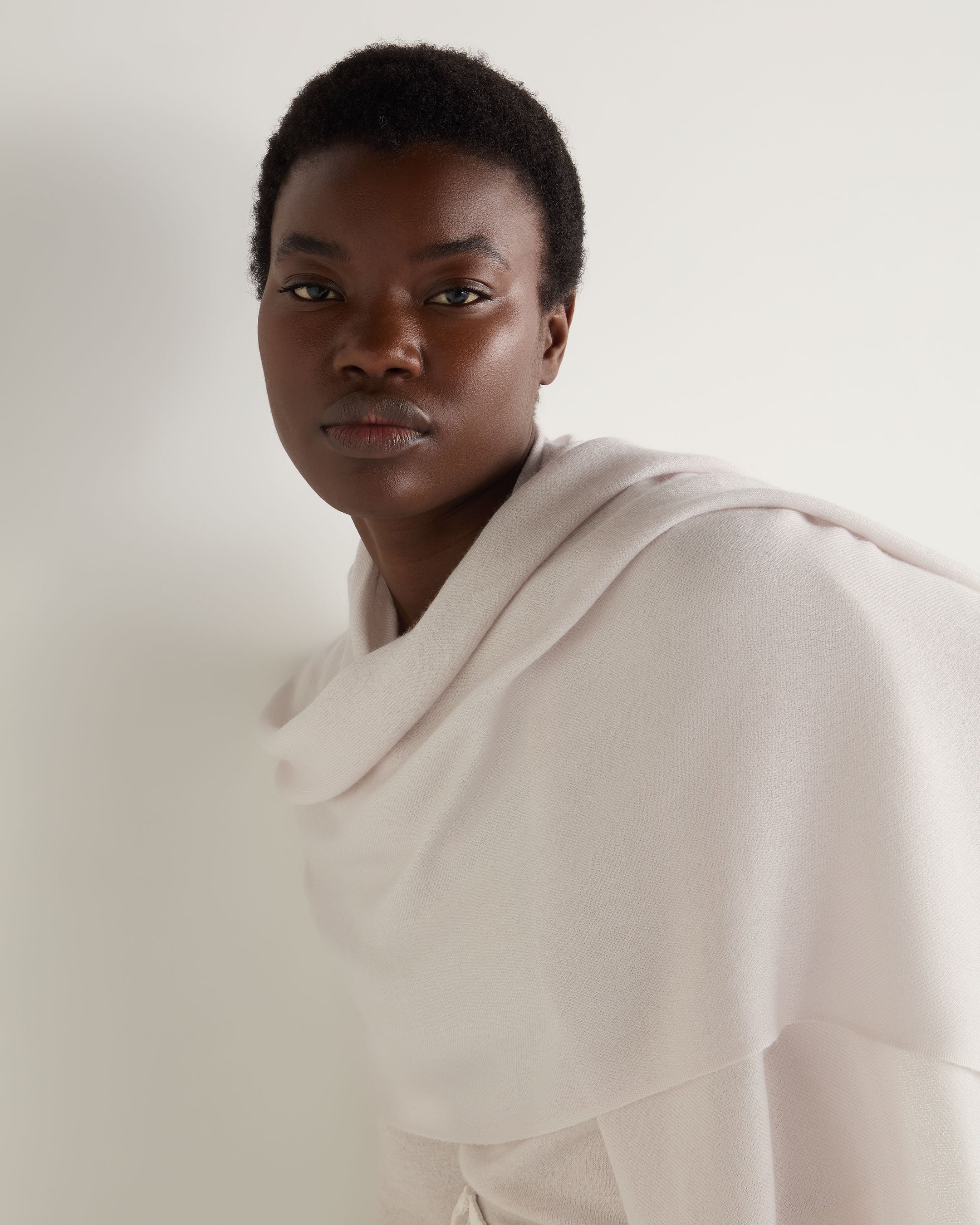 Women's Pashmina Cashmere Stole Frost White