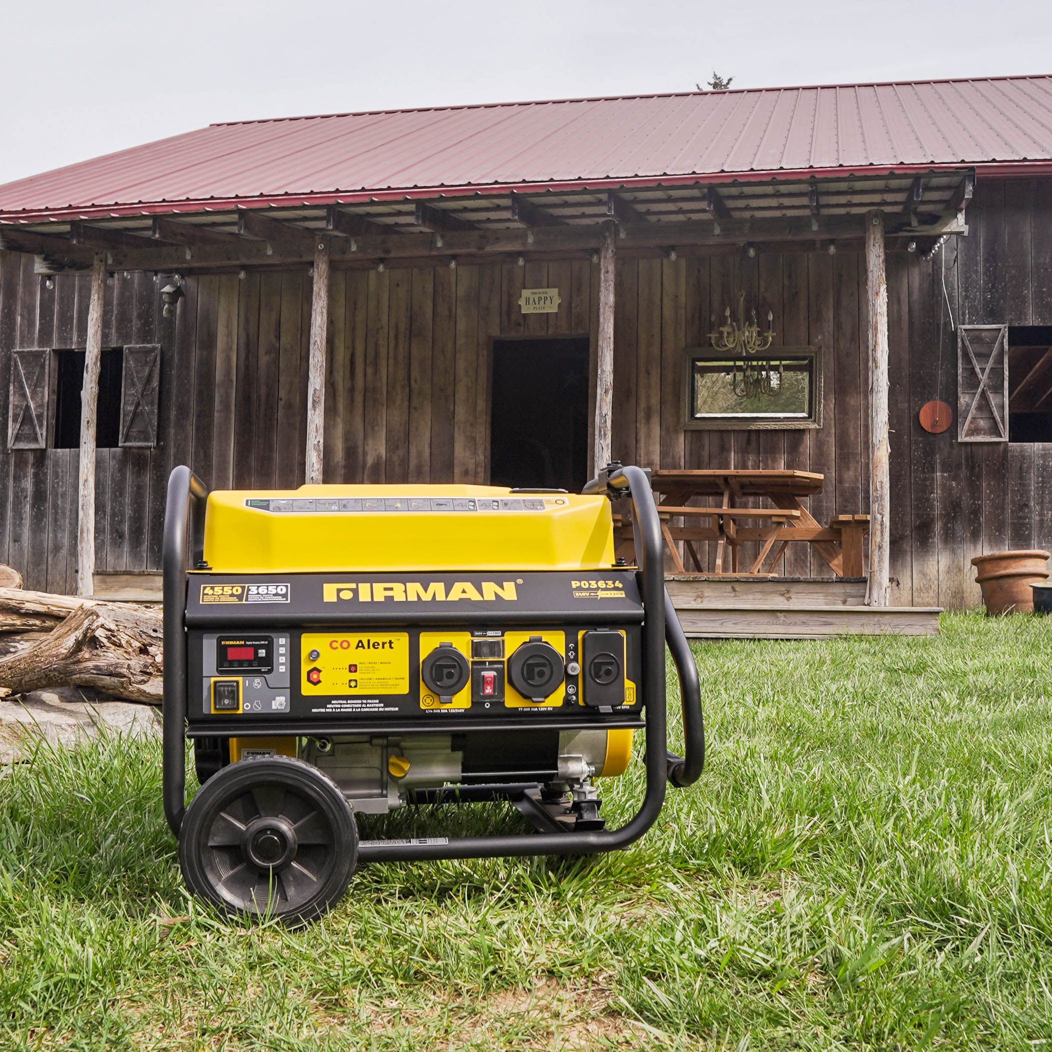 Gas Portable Generator 4550W Recoil Start 120/240V with CO ALERT