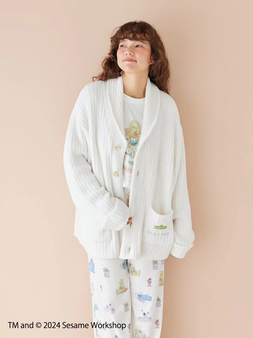 【SESAME STREET】【UNISEX】 Powder Motif Jacquard Shawl Cardigan