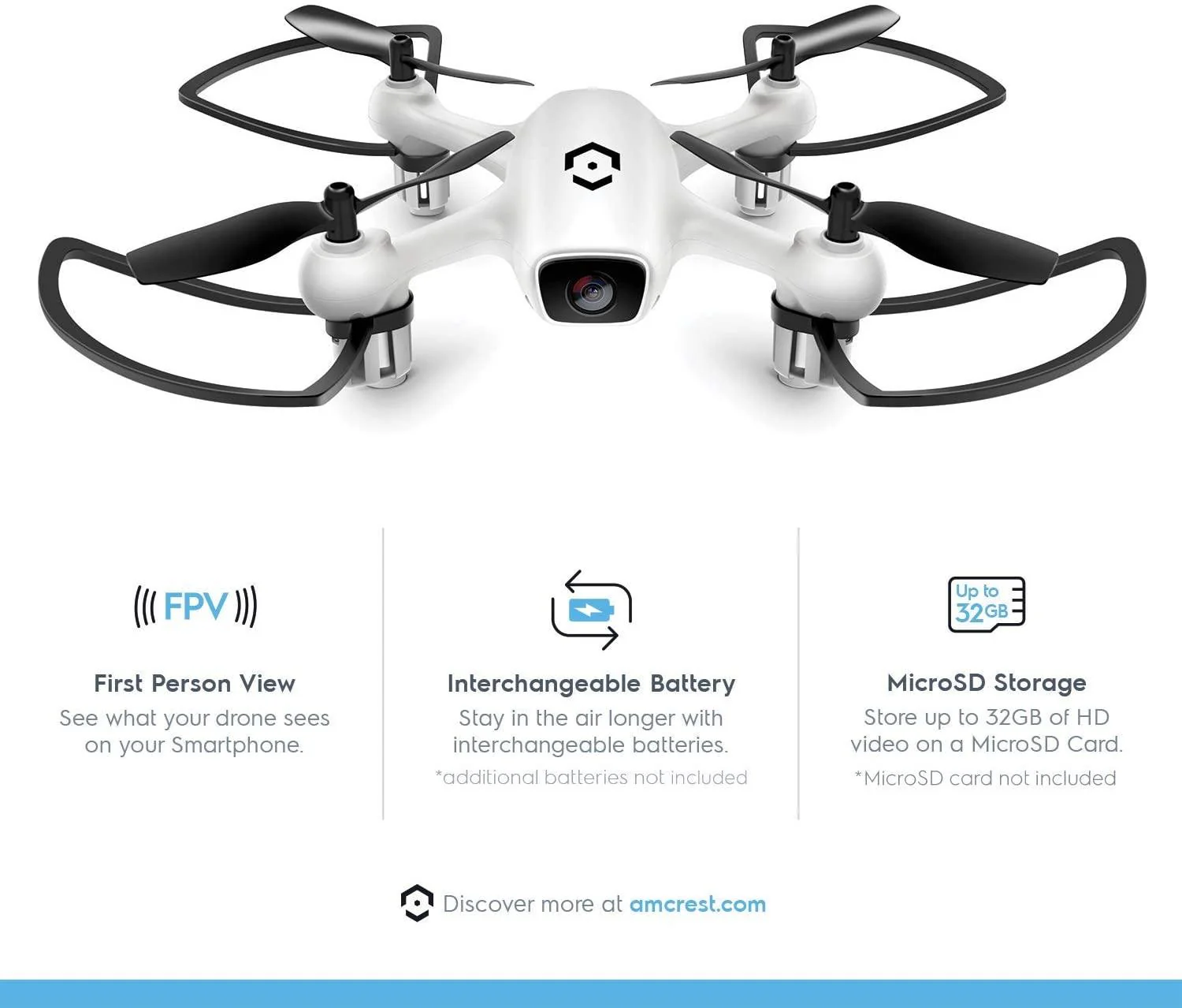 Amcrest A4-W Skyview WiFi Drone with Camera HD 720P FPV Quadcopter