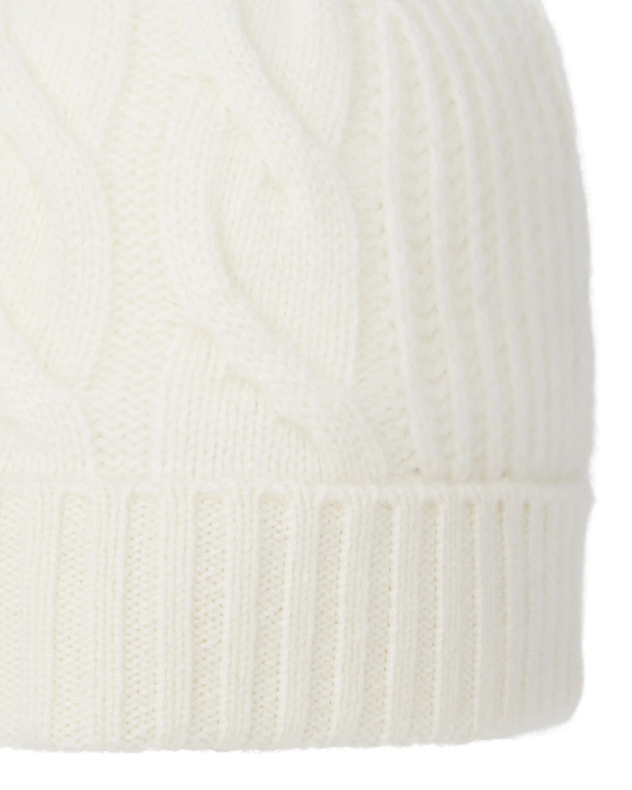 Women's Cable Rib Cashmere Hat New Ivory White