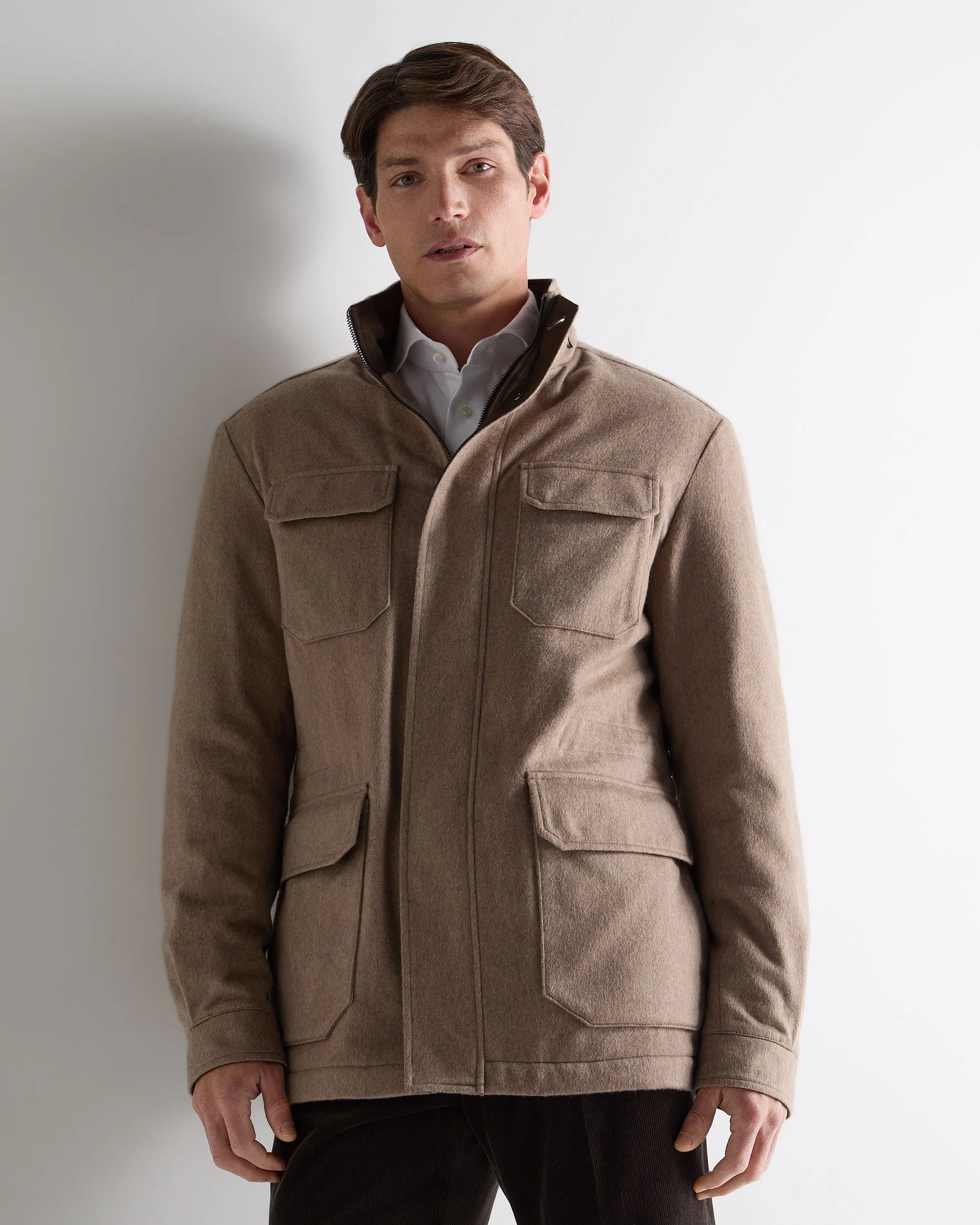 Men's Vale Cashmere Field Jacket Taupe Brown