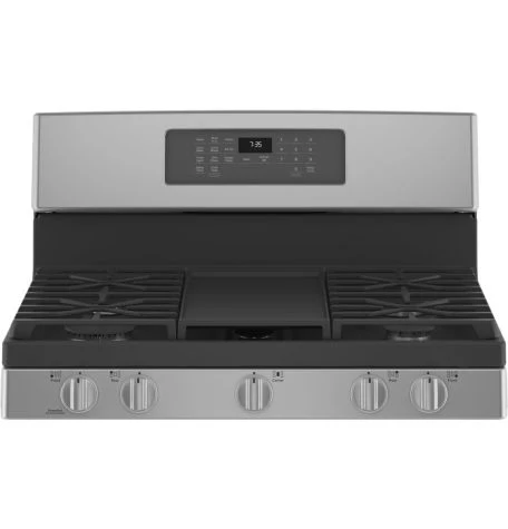 GE 220 volts gas range with Self Clean Steam Clean Air Fry convection and 5 burners with griddle 220v 240 volts 50 hz / 60 hz model JGB735220ss