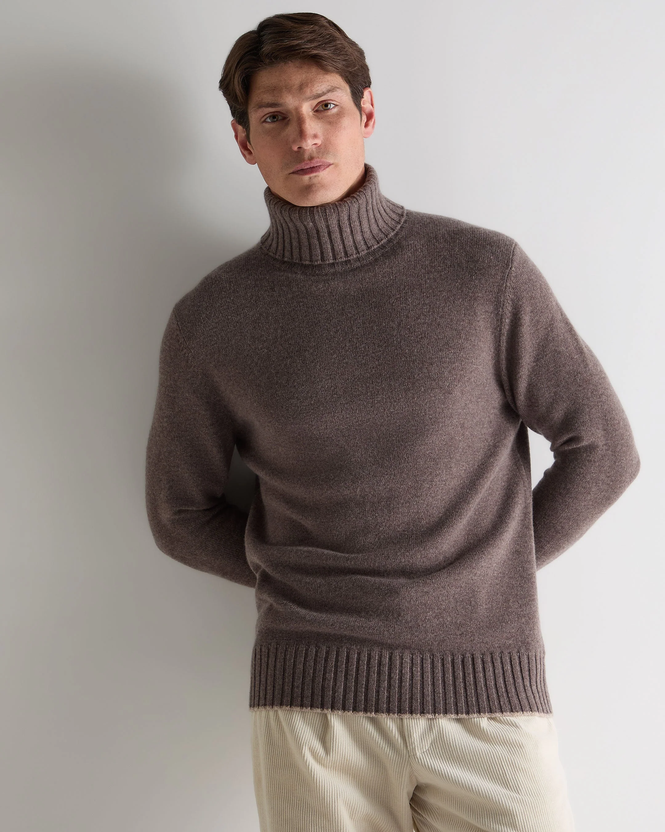 Men's Brompton Turtle Neck Cashmere Sweater Otter Brown