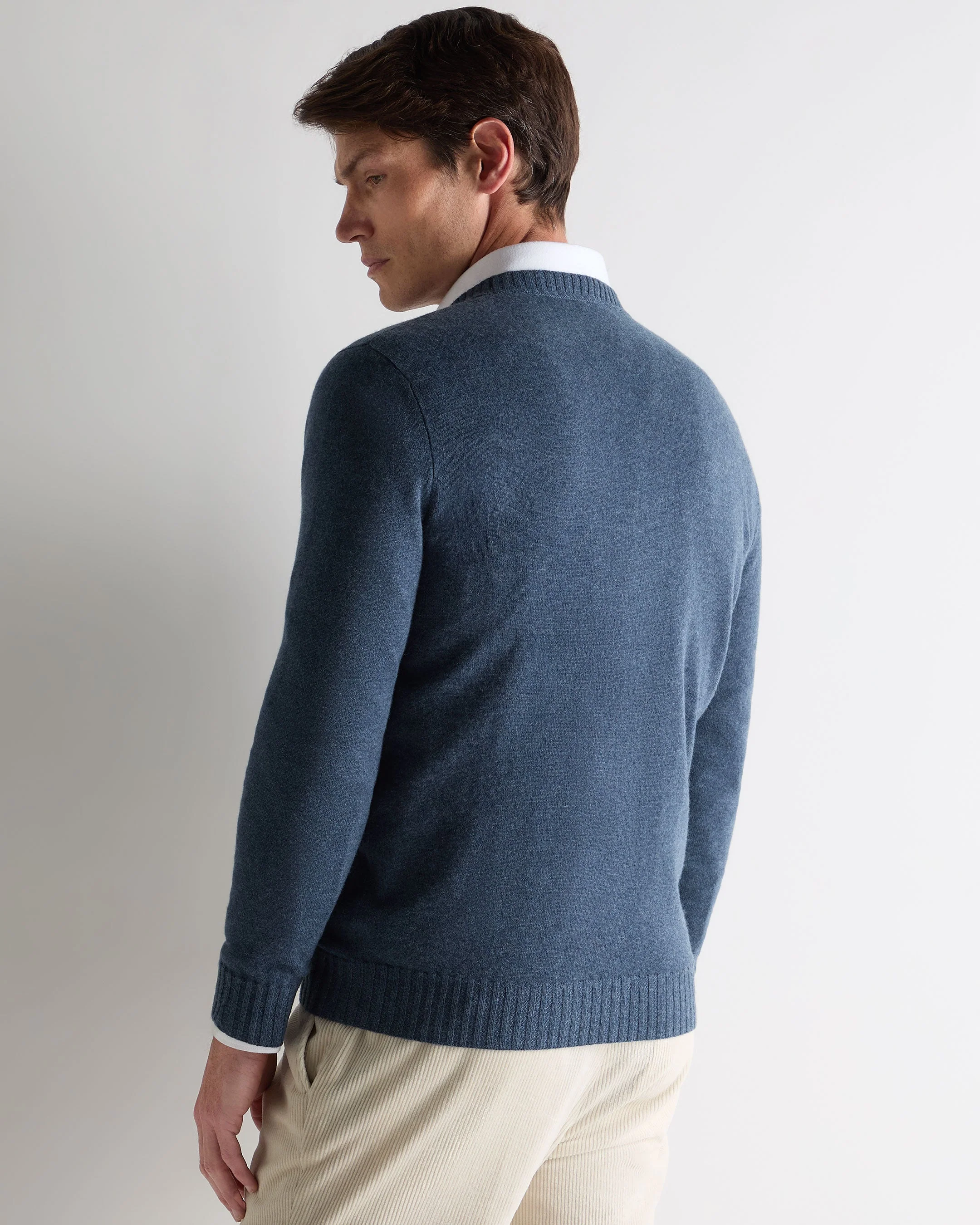 Men's Shoreditch Round Neck Cashmere Sweater Light Denim Blue
