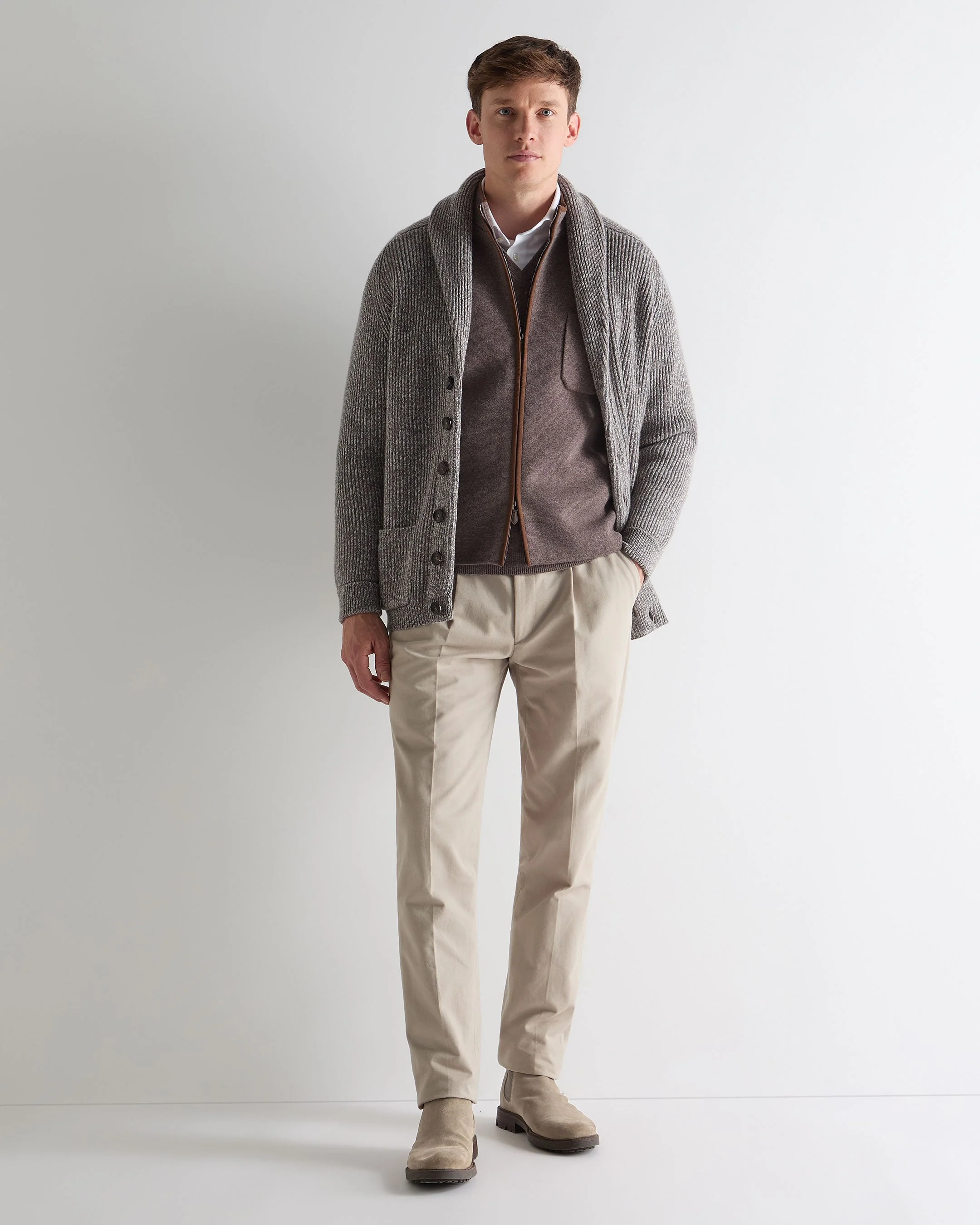 Men's Shaftesbury Cashmere Gilet Otter Brown