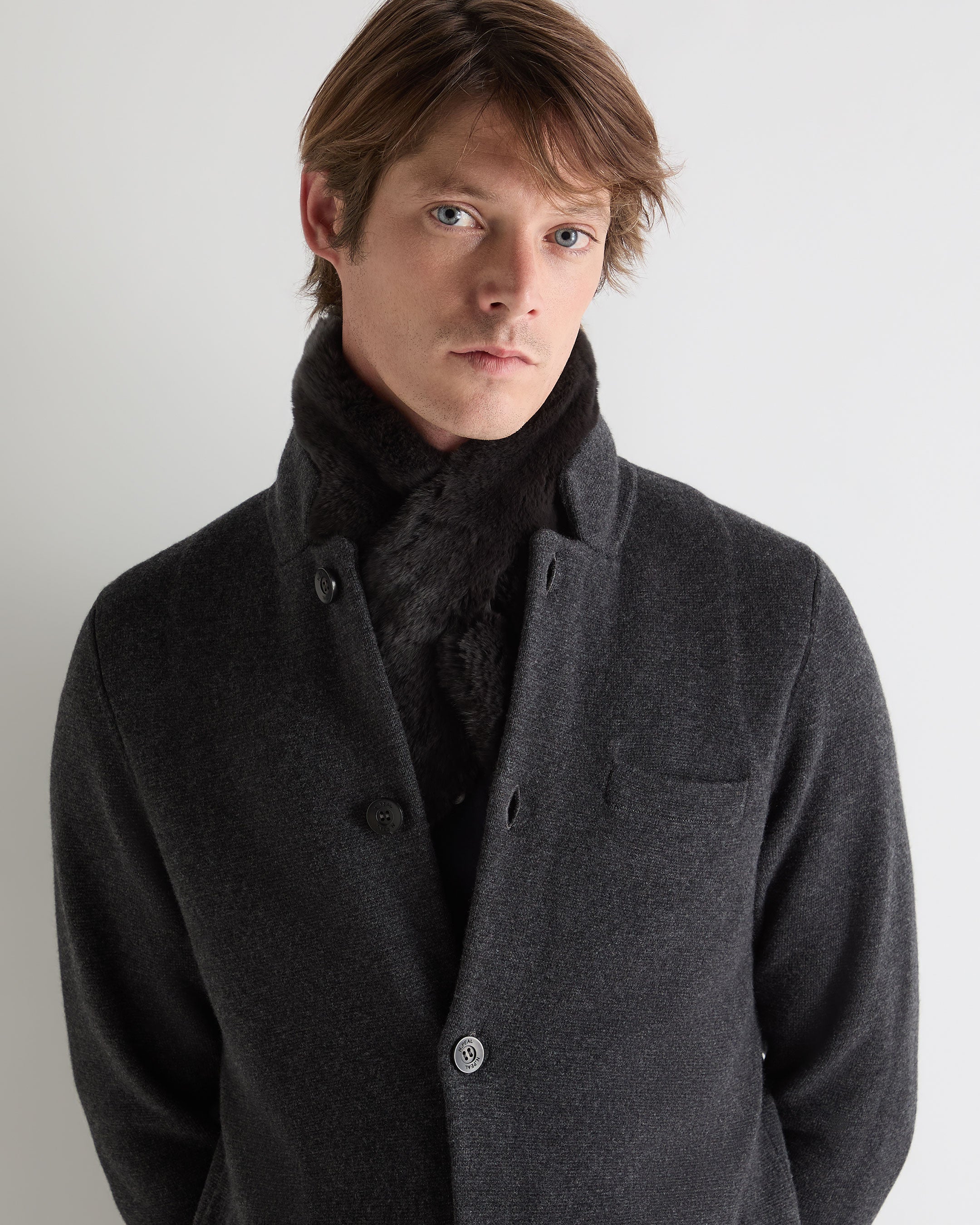 Unisex Fur Neckwarmer Dark Charcoal Grey