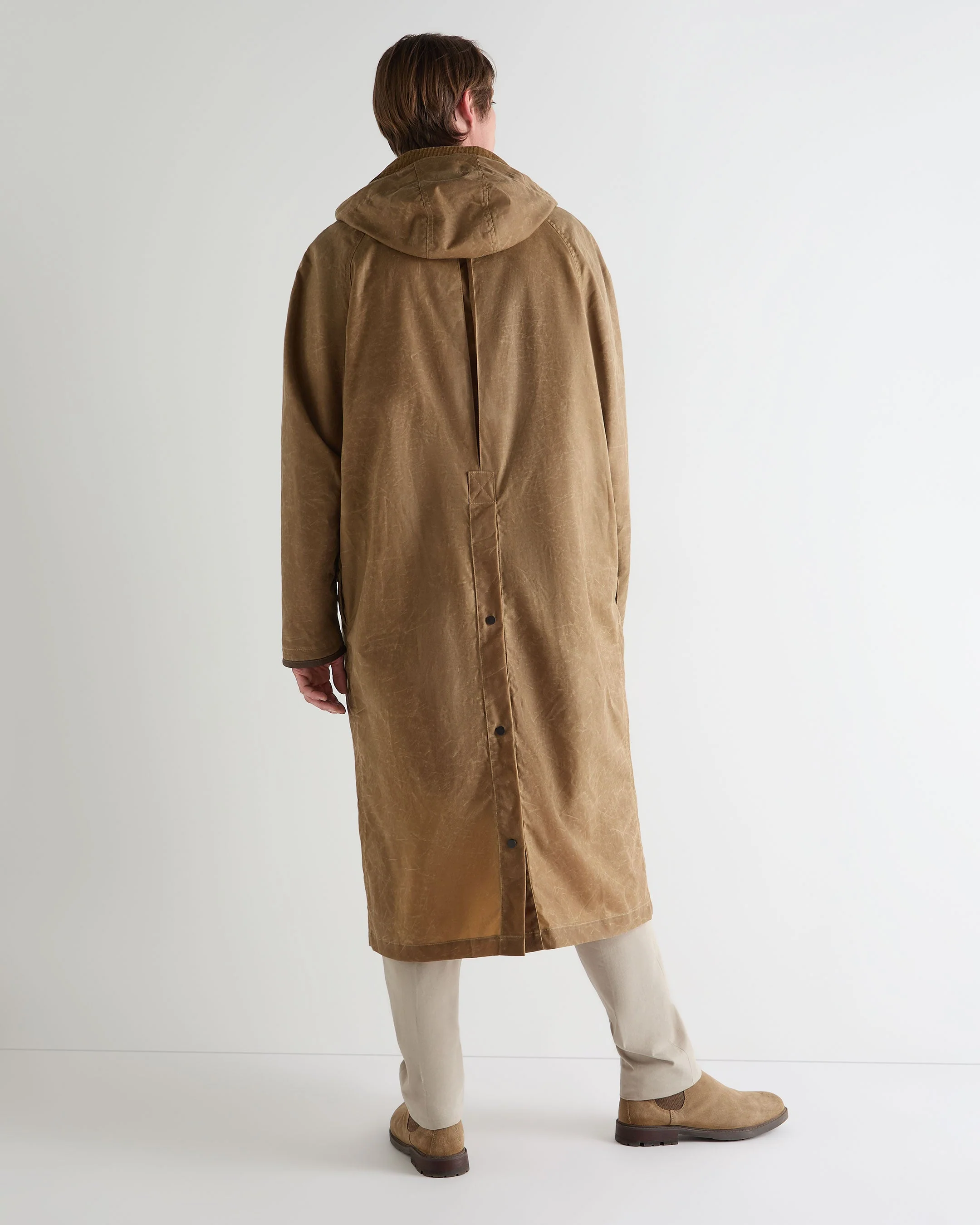 Men's Wax Riding Coat Taupe Brown