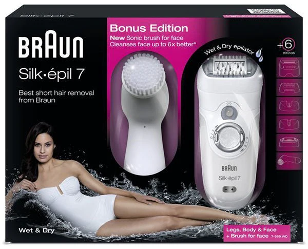 Braun SE7569 Wet & Dry Cordless Epilator & Accessories 220-240 Volts