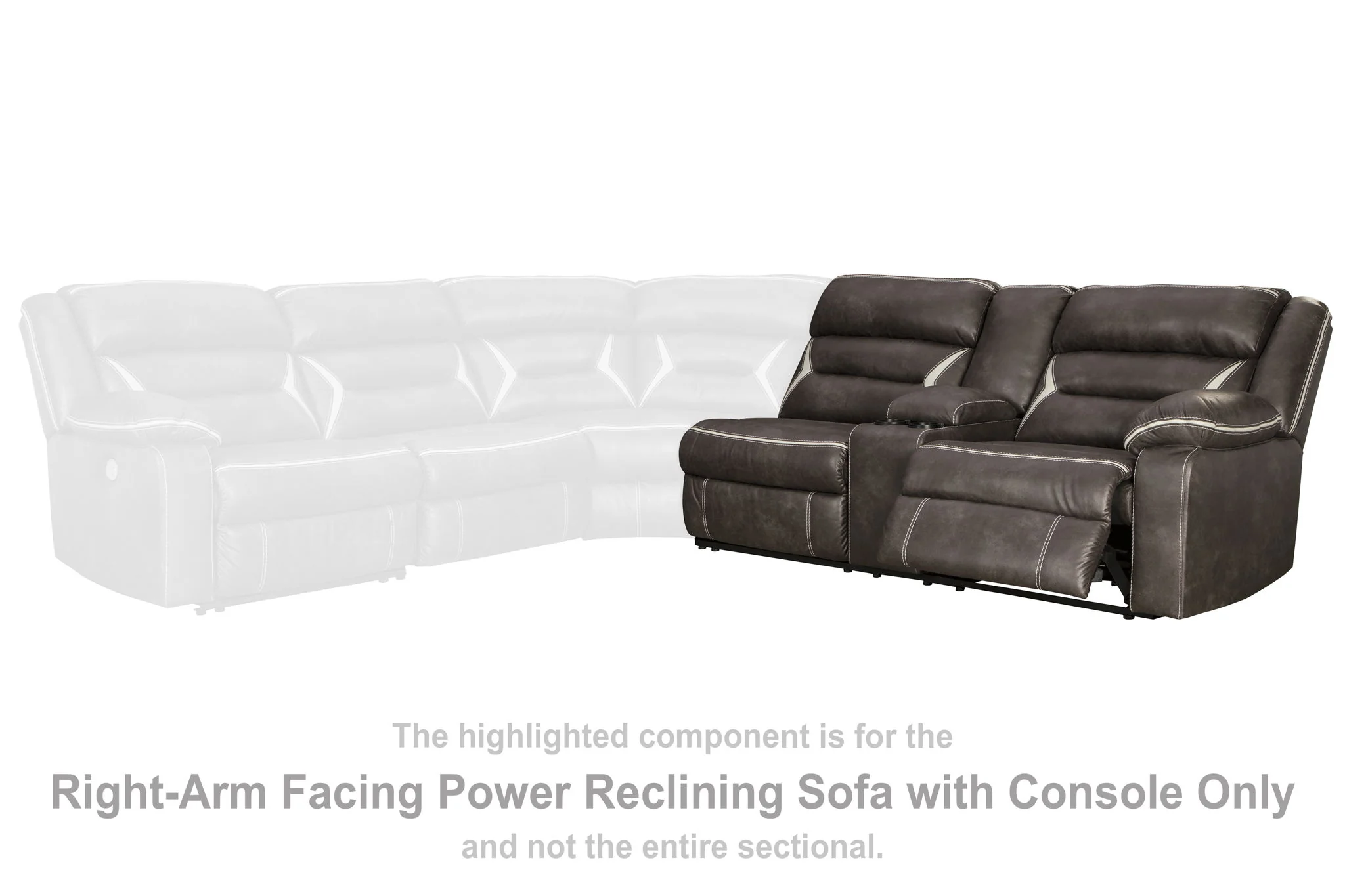 Kincord - Raf Rec Power Sofa W/Console - Midnight