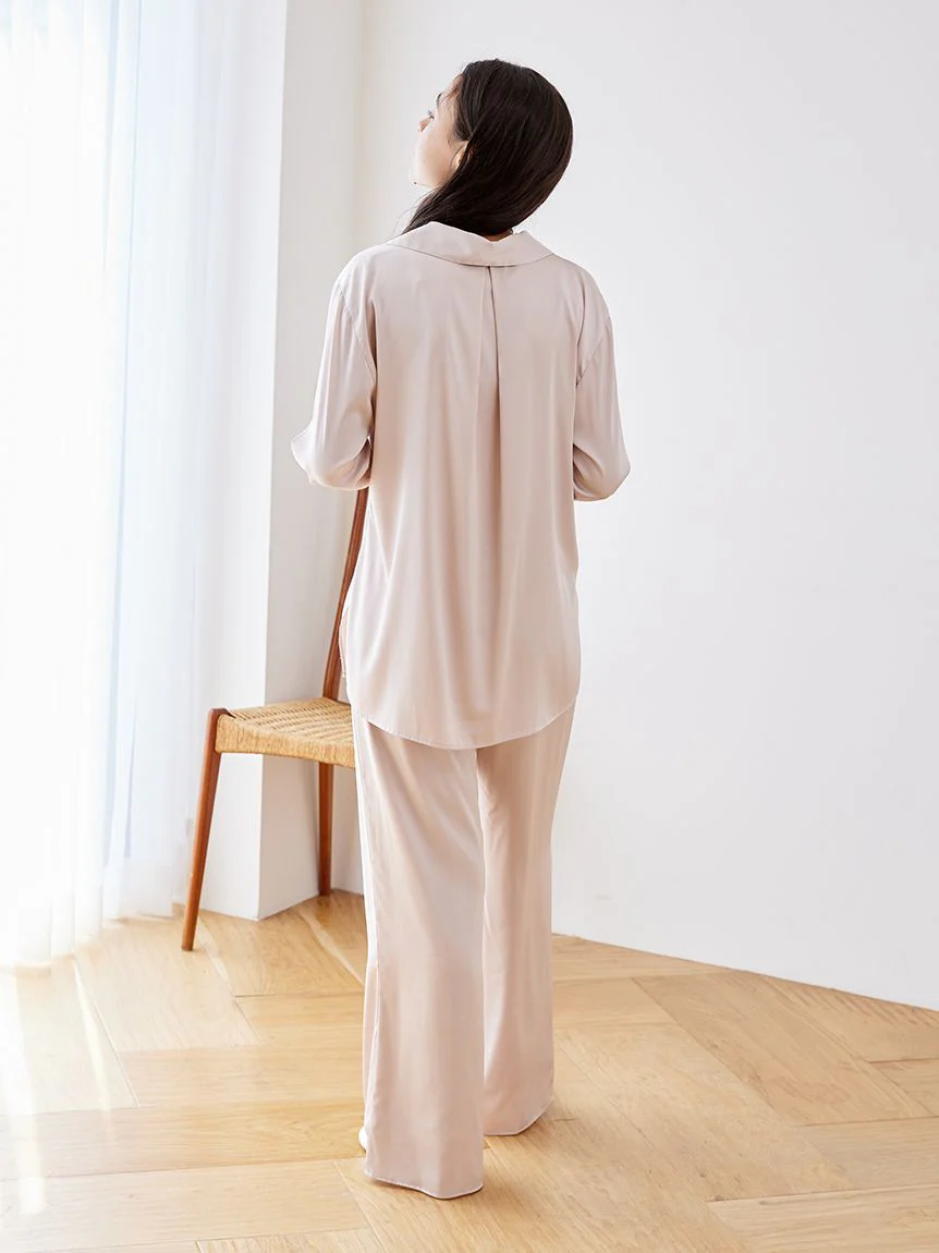 Long Sleeve Satin Sleepwear Blouse