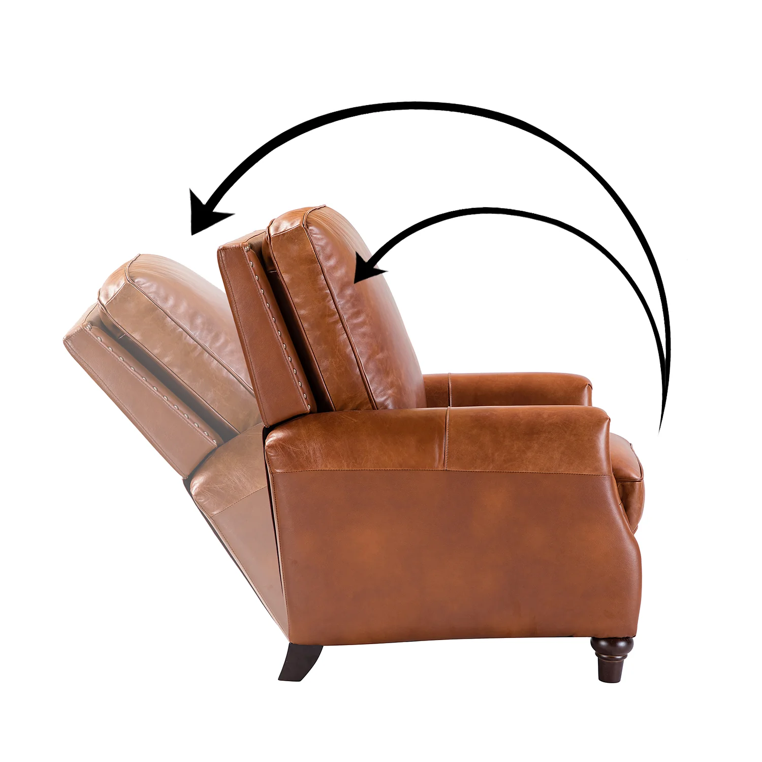 Amil Genuine Leather Recliner in Saddle