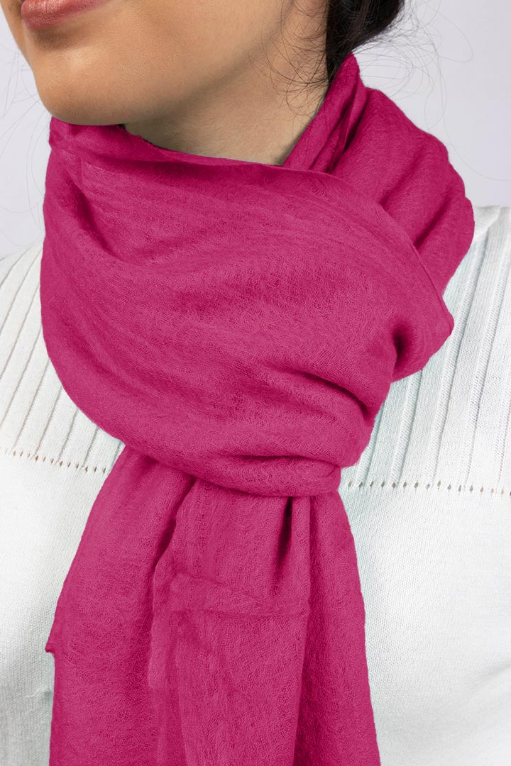 Handwoven Pure Cashmere Scarf Shawl in Lipstick Red