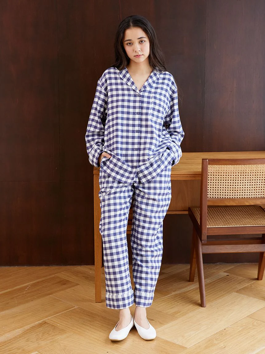 Checkered Long Sleeve Sleep Shirt Sleepwear