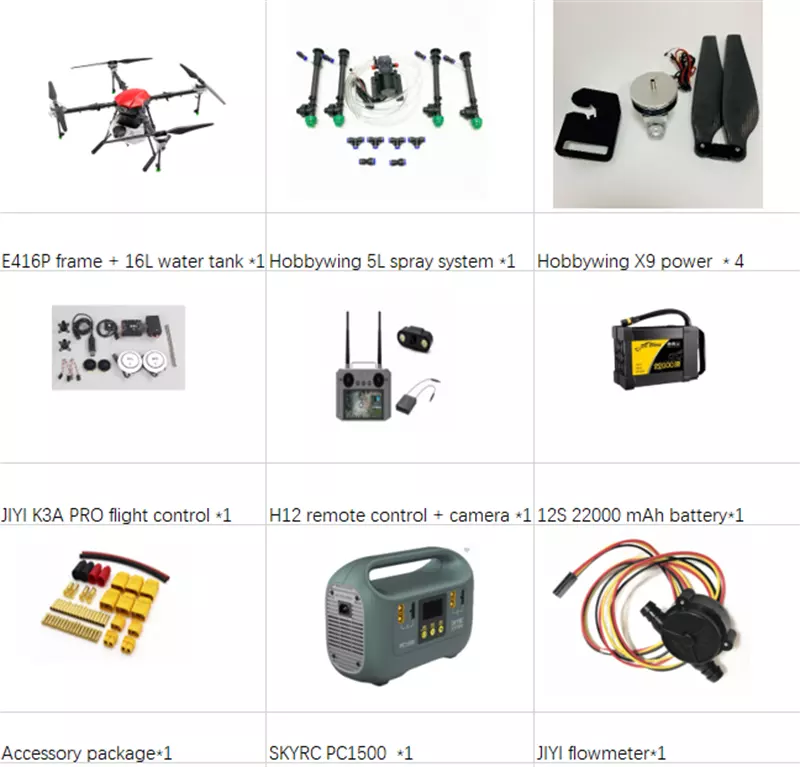 EFT E416P 16L Agriculture Drone - 4 Axis Drone Frame 16L Water Tank 16kg Agriculture Sprayer Spreader Drone With Hobbywing X9 Motor, JIYI K3A PRO