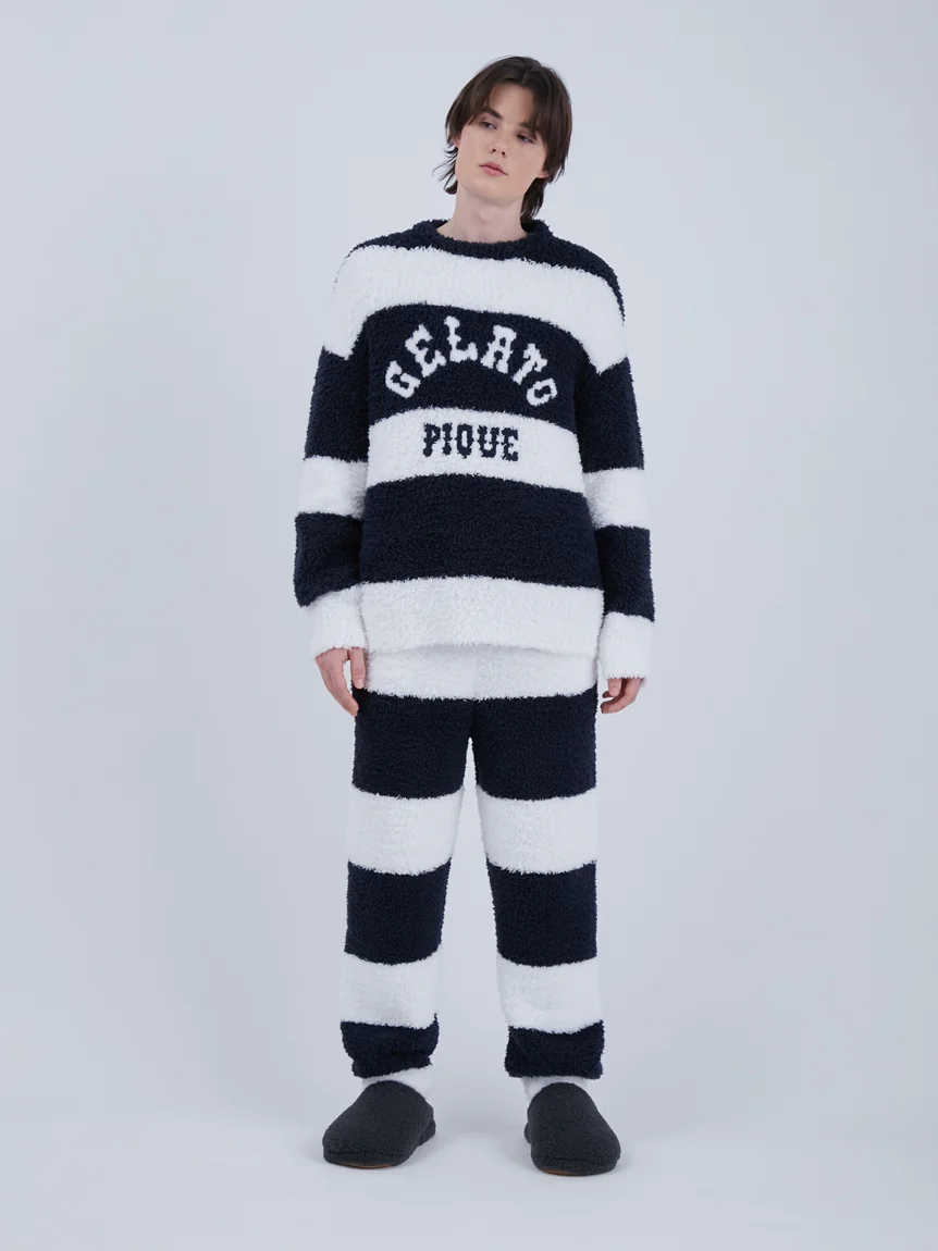 Sustainable Double Striped Men's Lounging Fluffy Pajama Pants