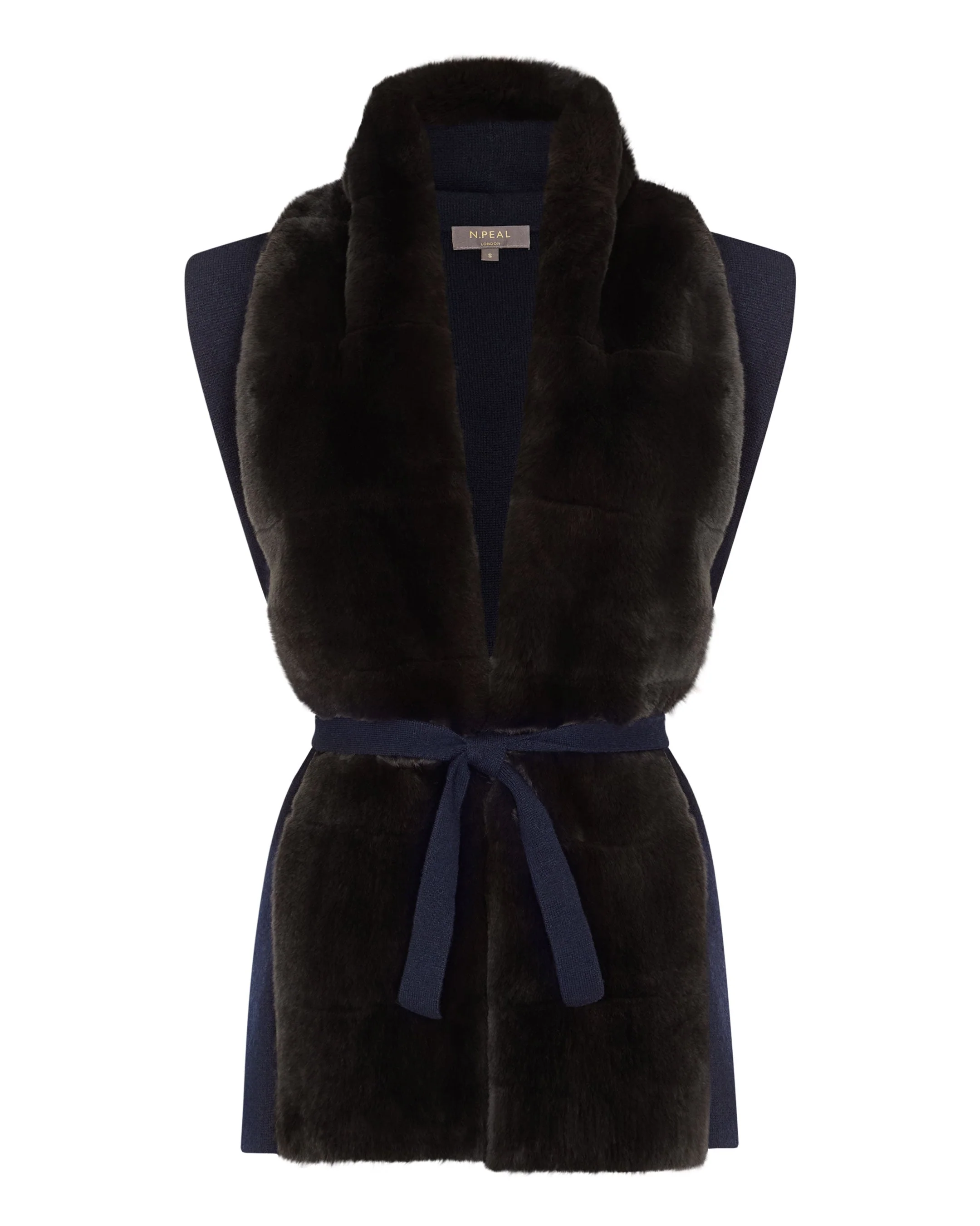 Women's Lola Fur Placket Cashmere Gilet Navy Blue
