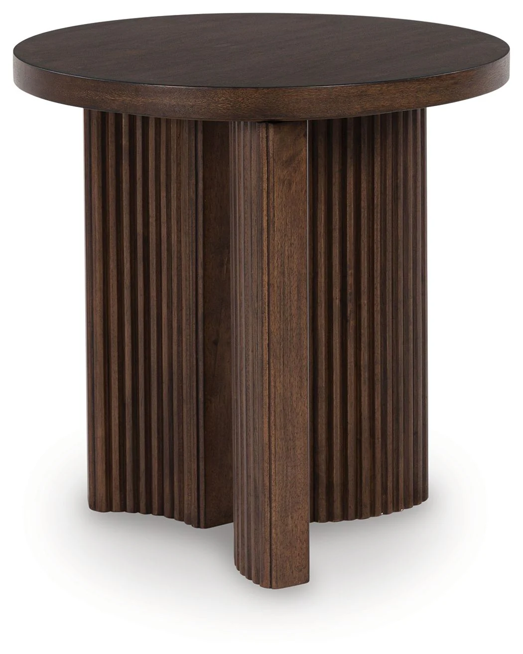 Korestone - Round End Table - Dark Brown