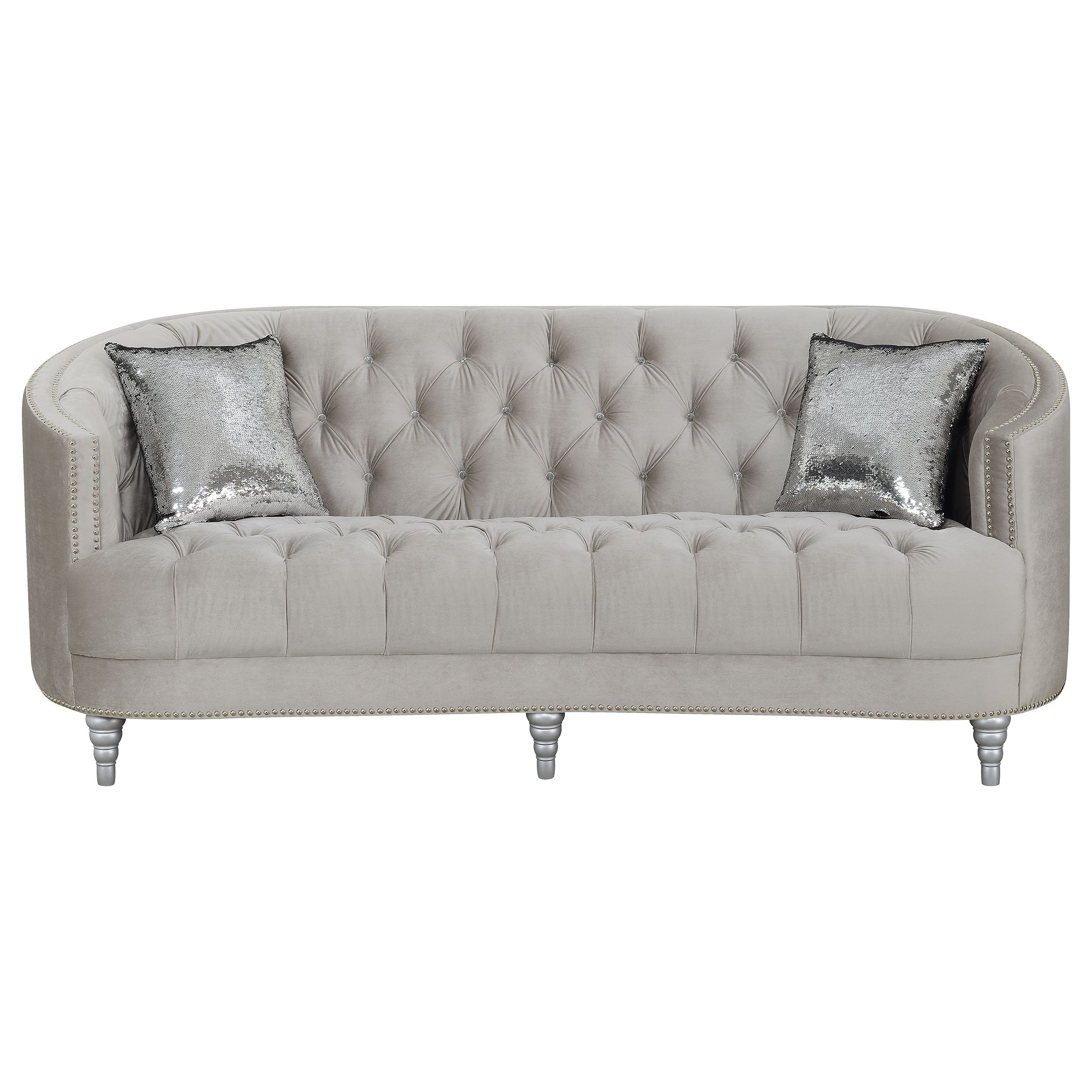 Avonlea  Upholstered Sloped Arm Sofa Set Grey Fabric