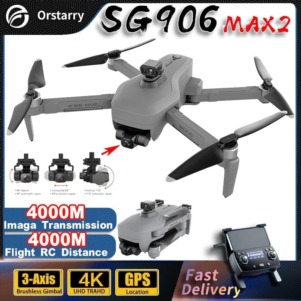 BEAST 3E SG906 MAX2 Drone - Professional FPV 4K HD Camera with 3-Axis Gimbal 5G WiFi Brushless GPS Quadcopter Obstacle Avoidance Professional Camera Drone