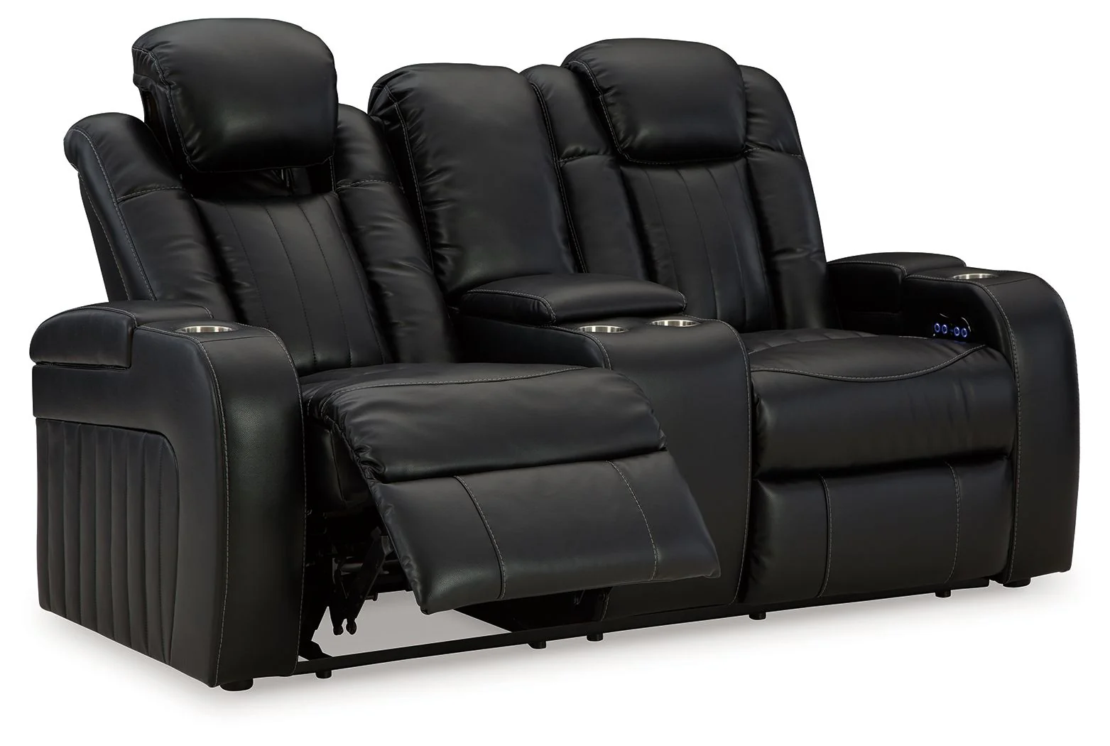 Caveman Den - Power Reclining Loveseat with Console/ Adj Hdrst - Midnight