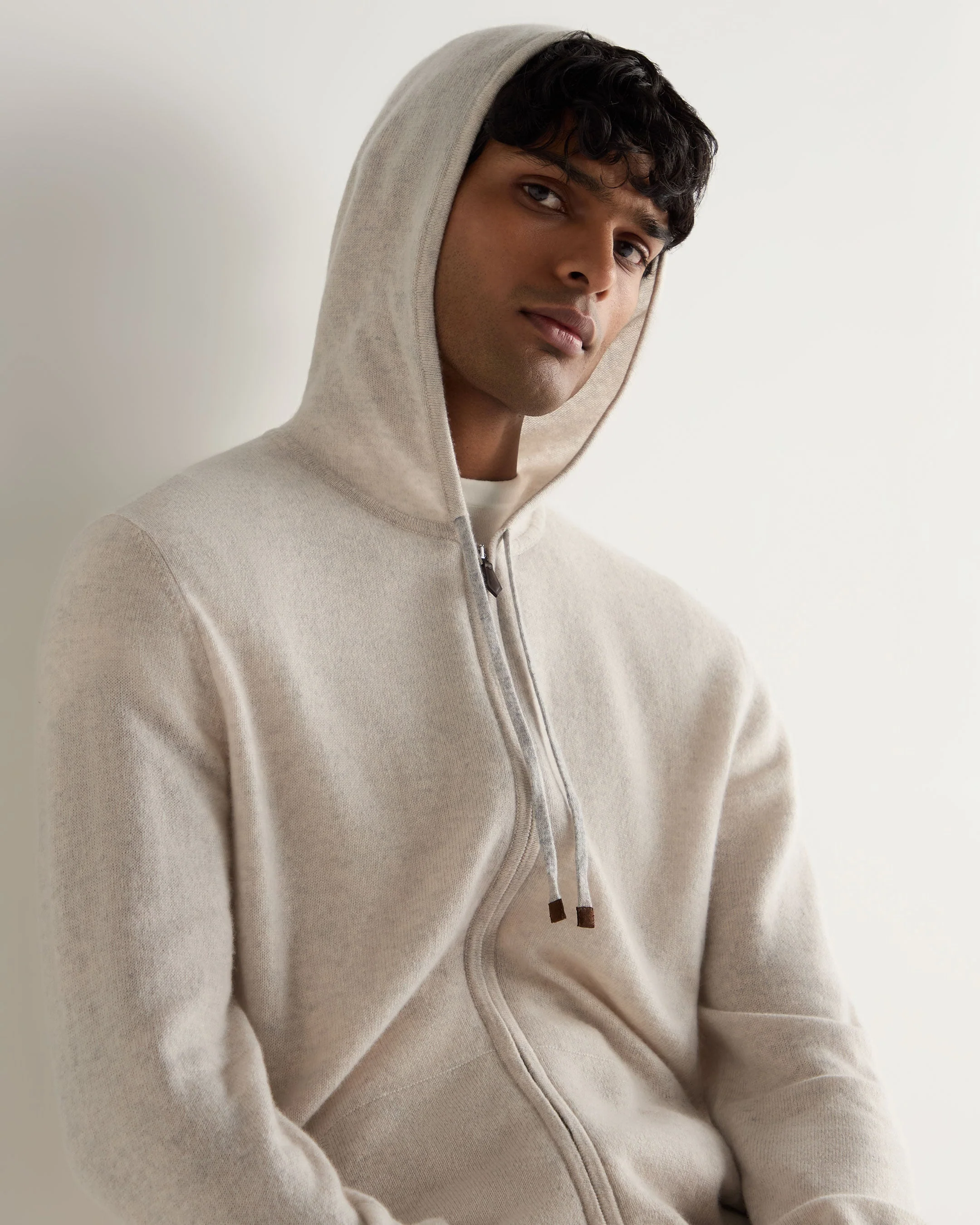 Men's Ladbroke Cashmere Hoodie Pebble Grey