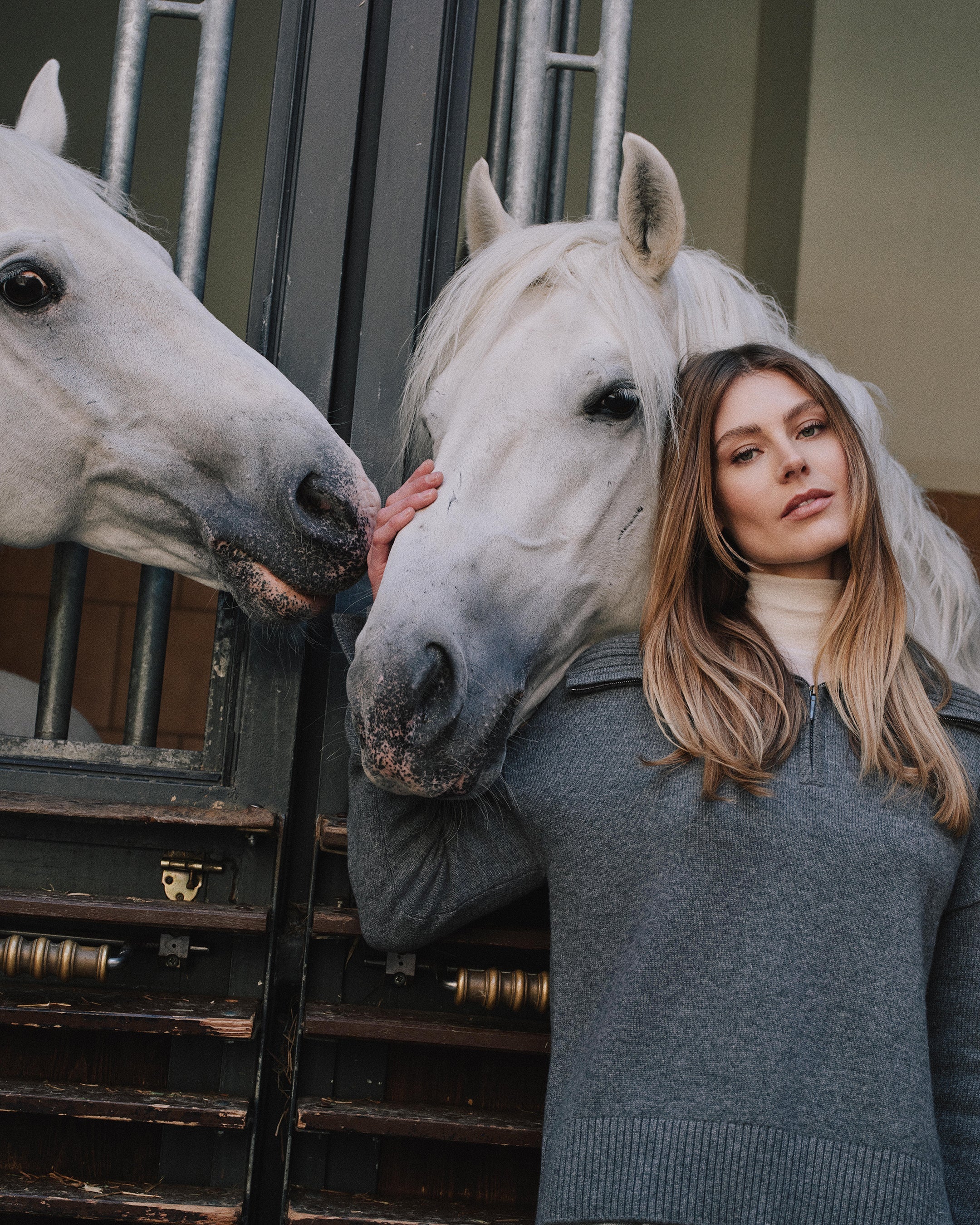 Women's Cashmere Half Zip Cashmere Jumper Elephant Grey