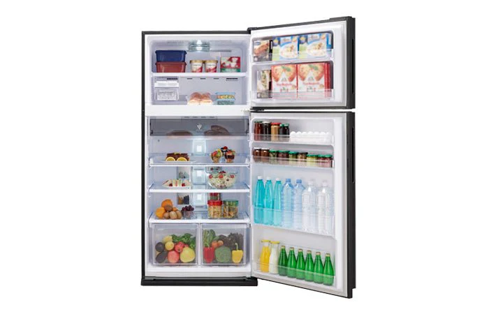 Sharp SJ-GP70D-S 220 volt Refrigerator Top Freezer with Inverter Technology 220v 240 volts 23 Cu Ft Top Mount 2 Glass Door Silver