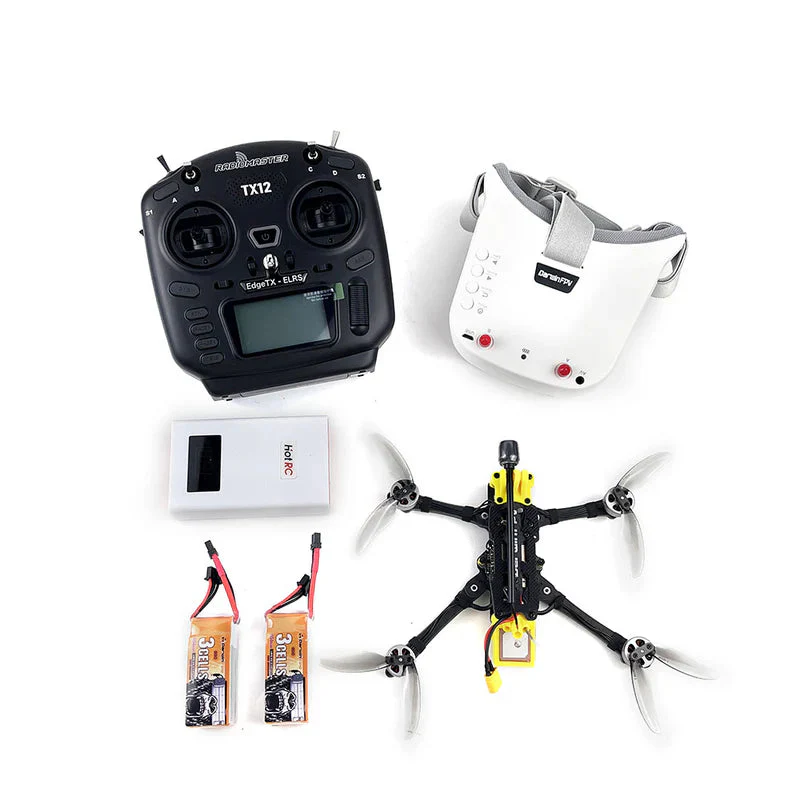 DarwinFPV FoldApe4 3S 4-Inch Folding Analog FPV Long Range Drone RTF Kit with TX12 Controller & Goggles
